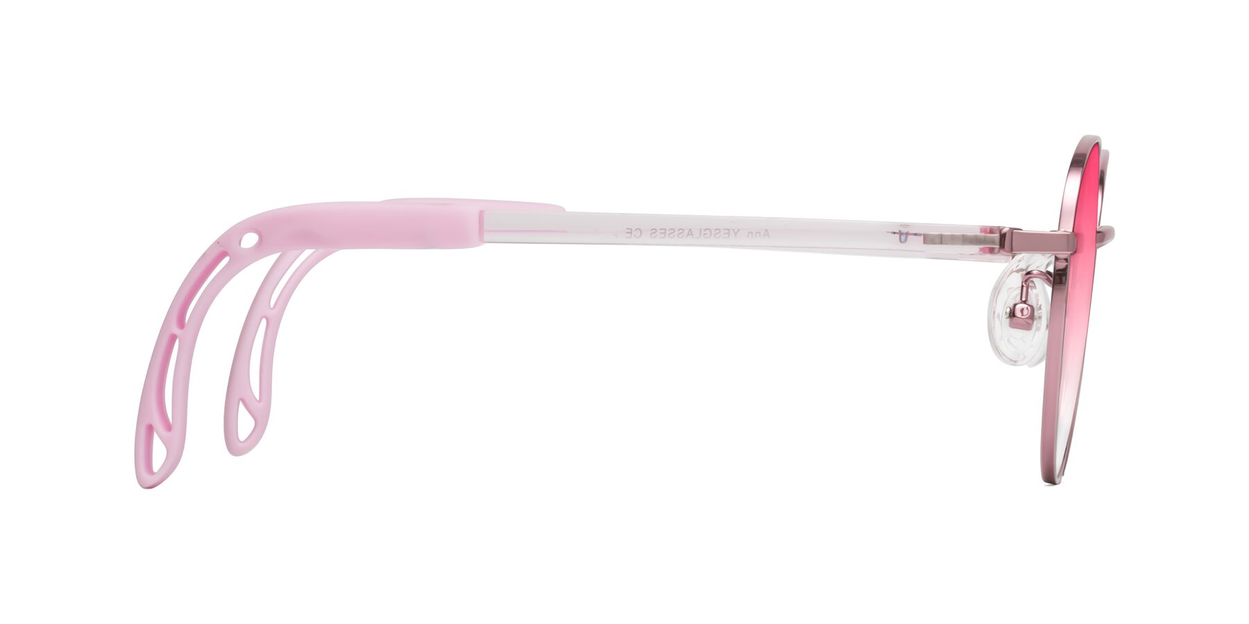 Side of Ann in Artist Pink with Pink Gradient Lenses