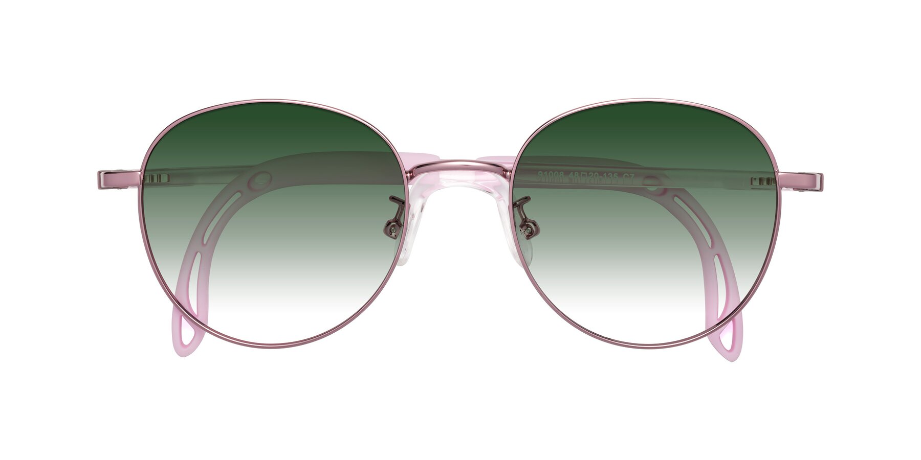 Folded Front of Ann in Artist Pink with Green Gradient Lenses