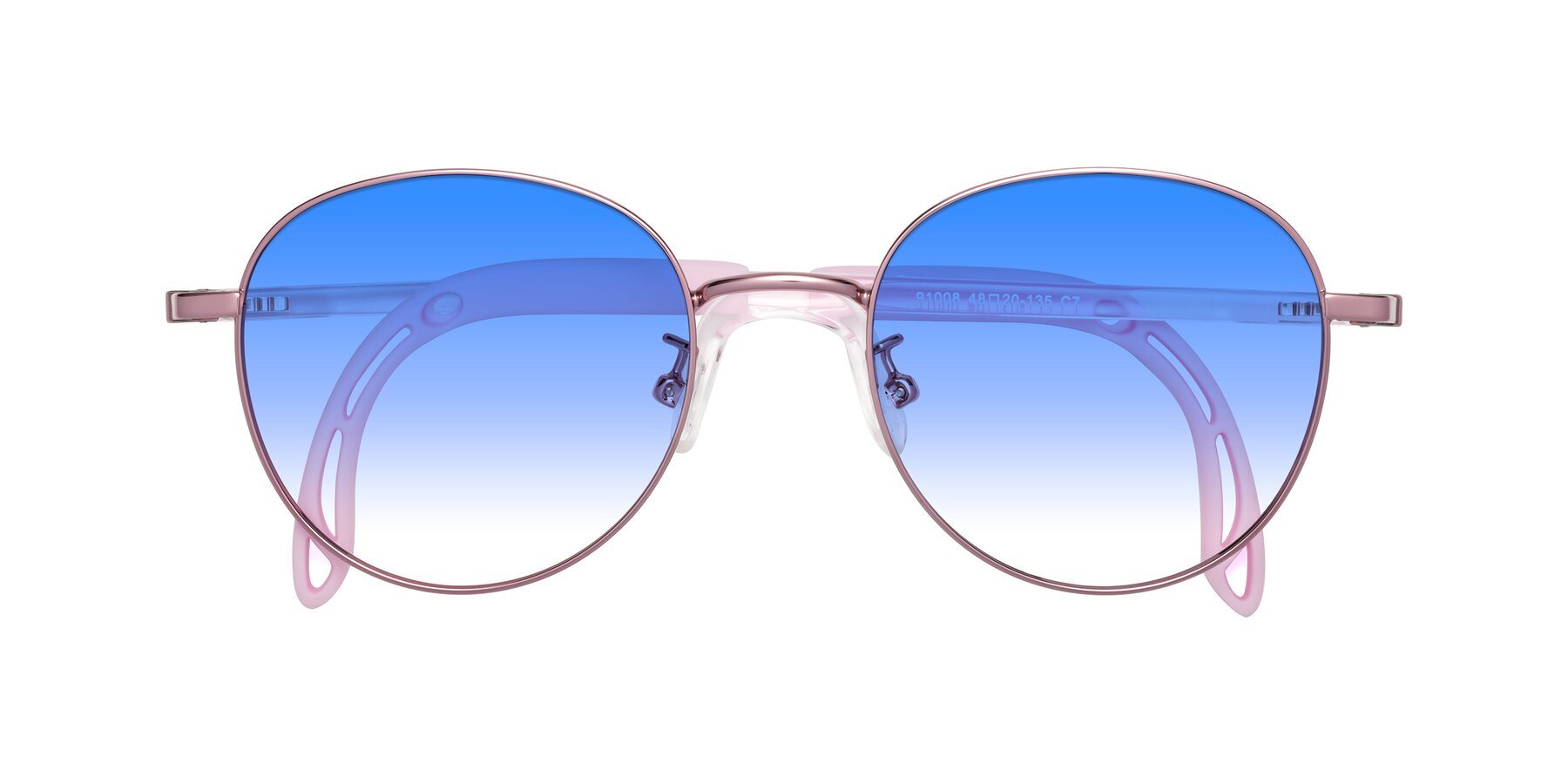 Folded Front of Ann in Artist Pink with Blue Gradient Lenses