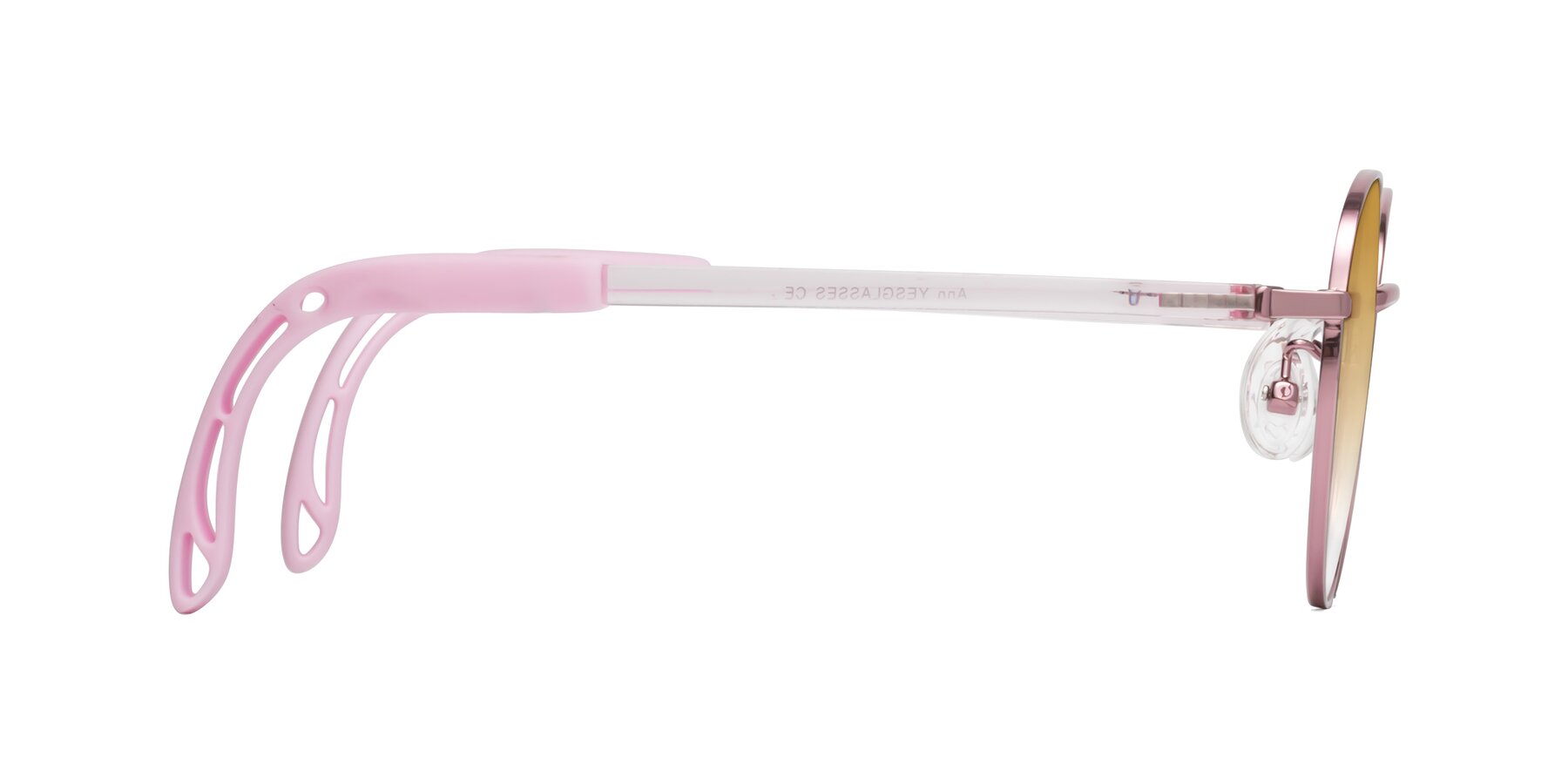 Side of Ann in Artist Pink with Champagne Gradient Lenses