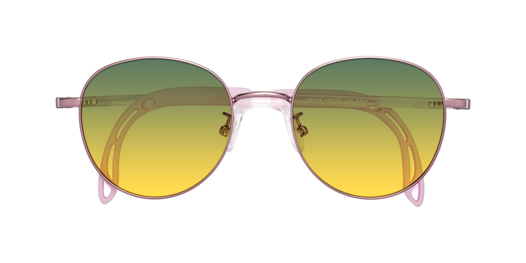 Folded Front of Ann in Artist Pink with Green / Yellow Gradient Lenses