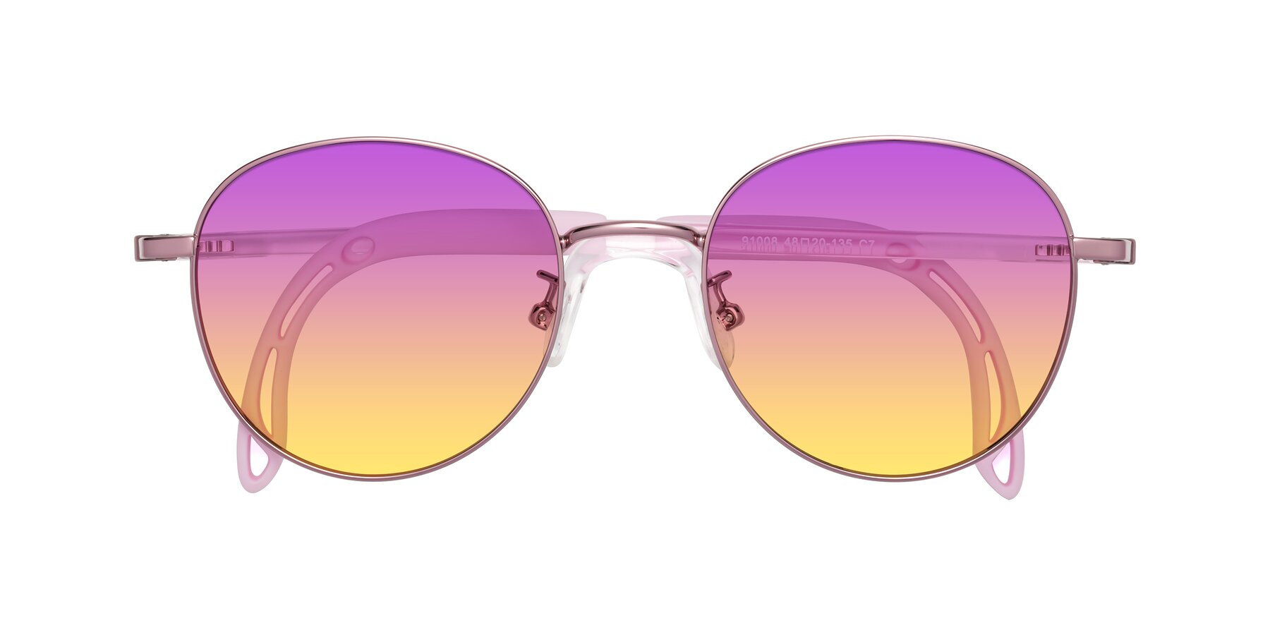 Folded Front of Ann in Artist Pink with Purple / Yellow Gradient Lenses