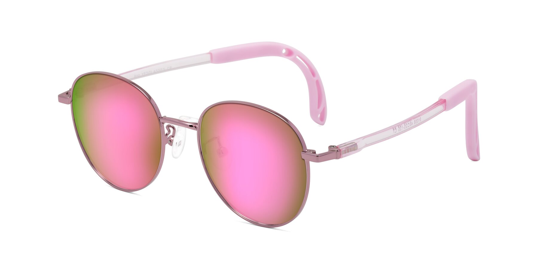 Angle of Ann in Artist Pink with Pink Mirrored Lenses