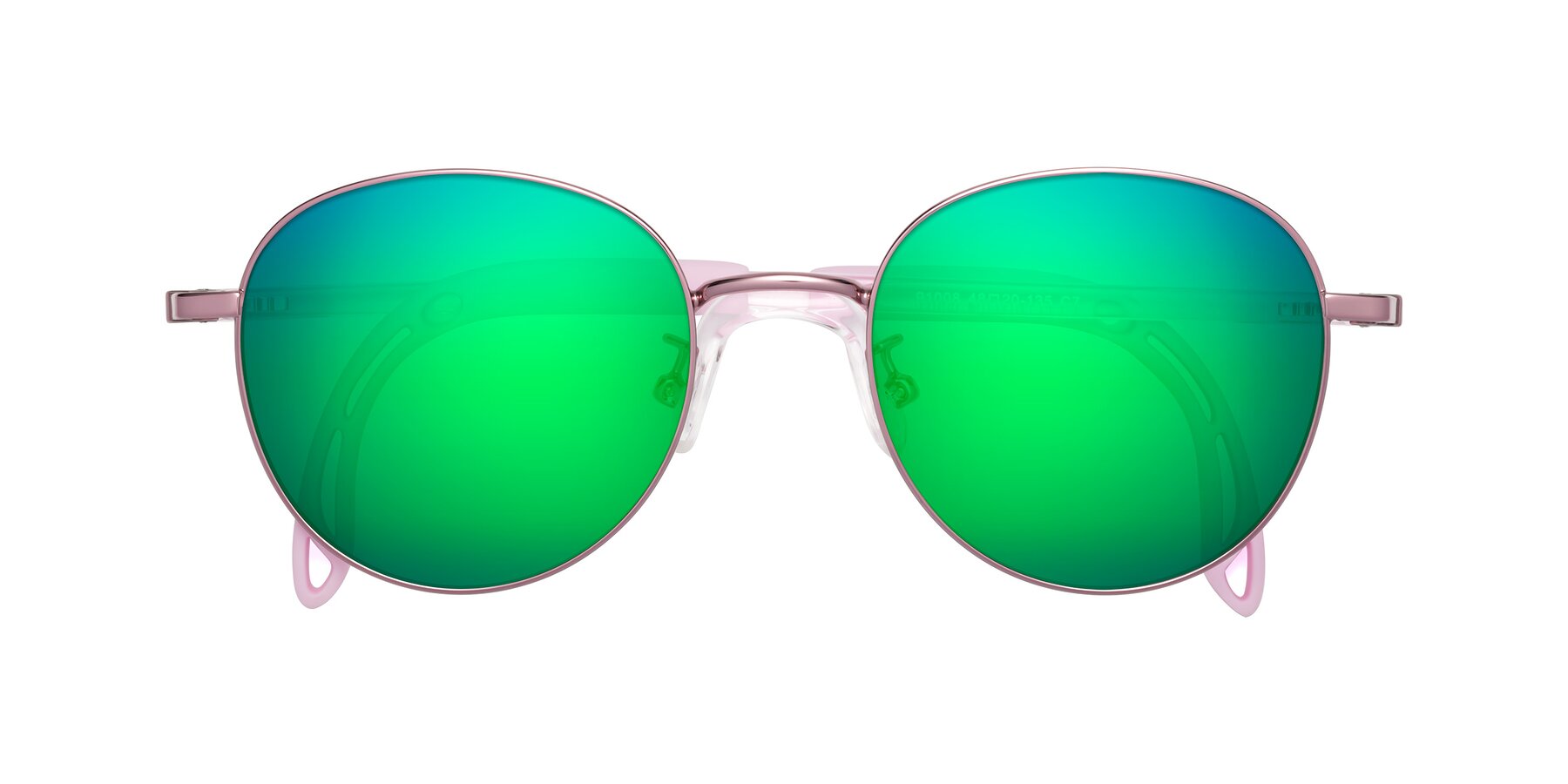 Folded Front of Ann in Artist Pink with Green Mirrored Lenses