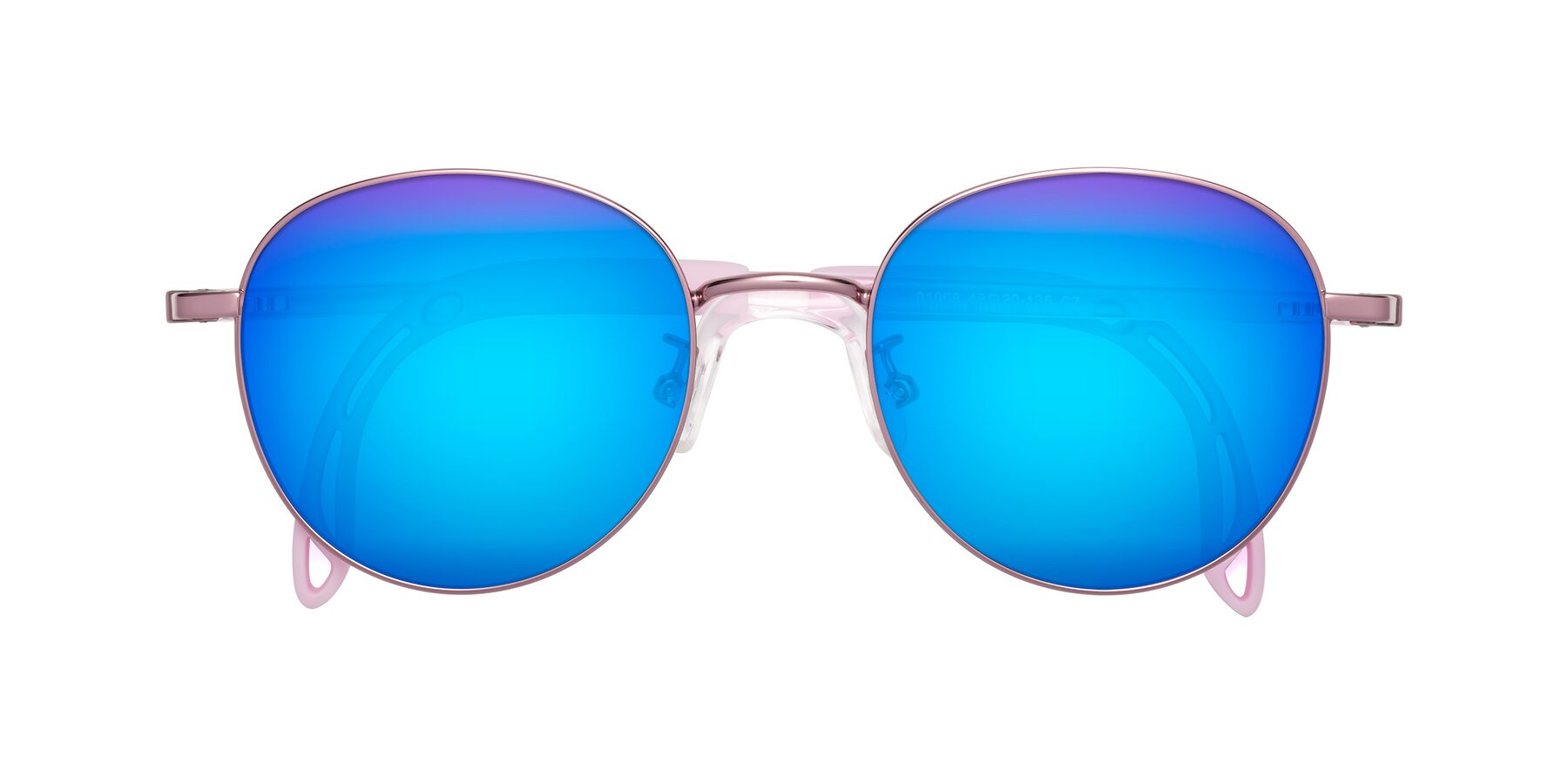 Folded Front of Ann in Artist Pink with Blue Mirrored Lenses