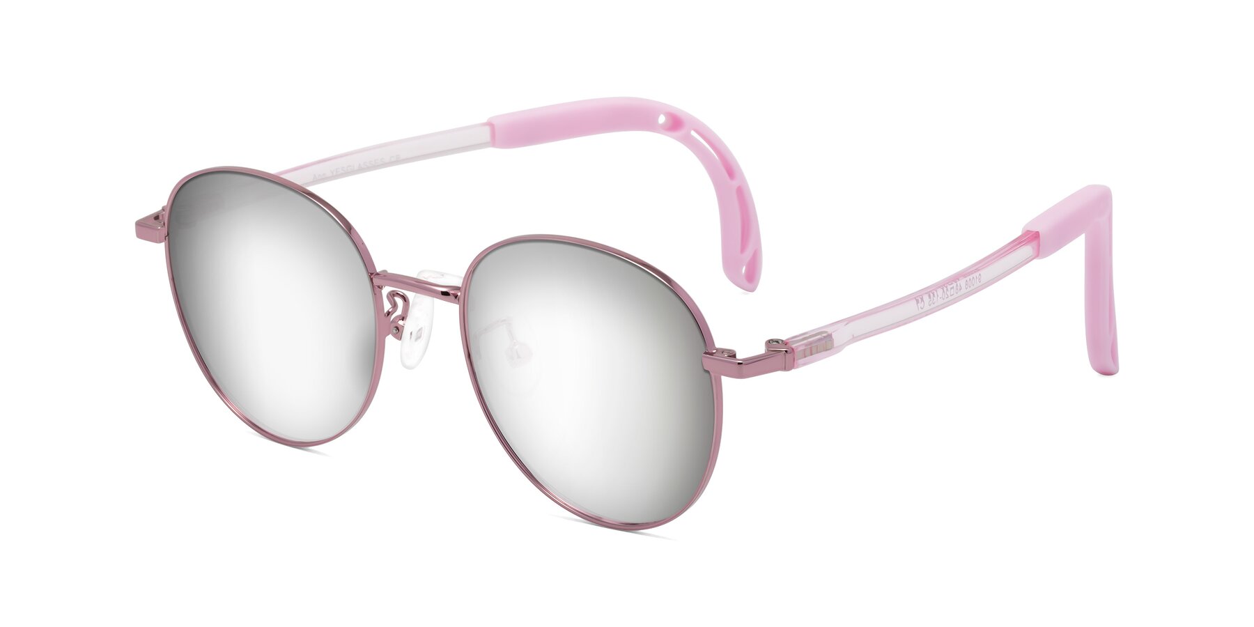 Angle of Ann in Artist Pink with Silver Mirrored Lenses