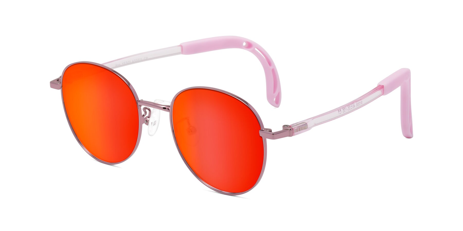 Angle of Ann in Artist Pink with Red Gold Mirrored Lenses