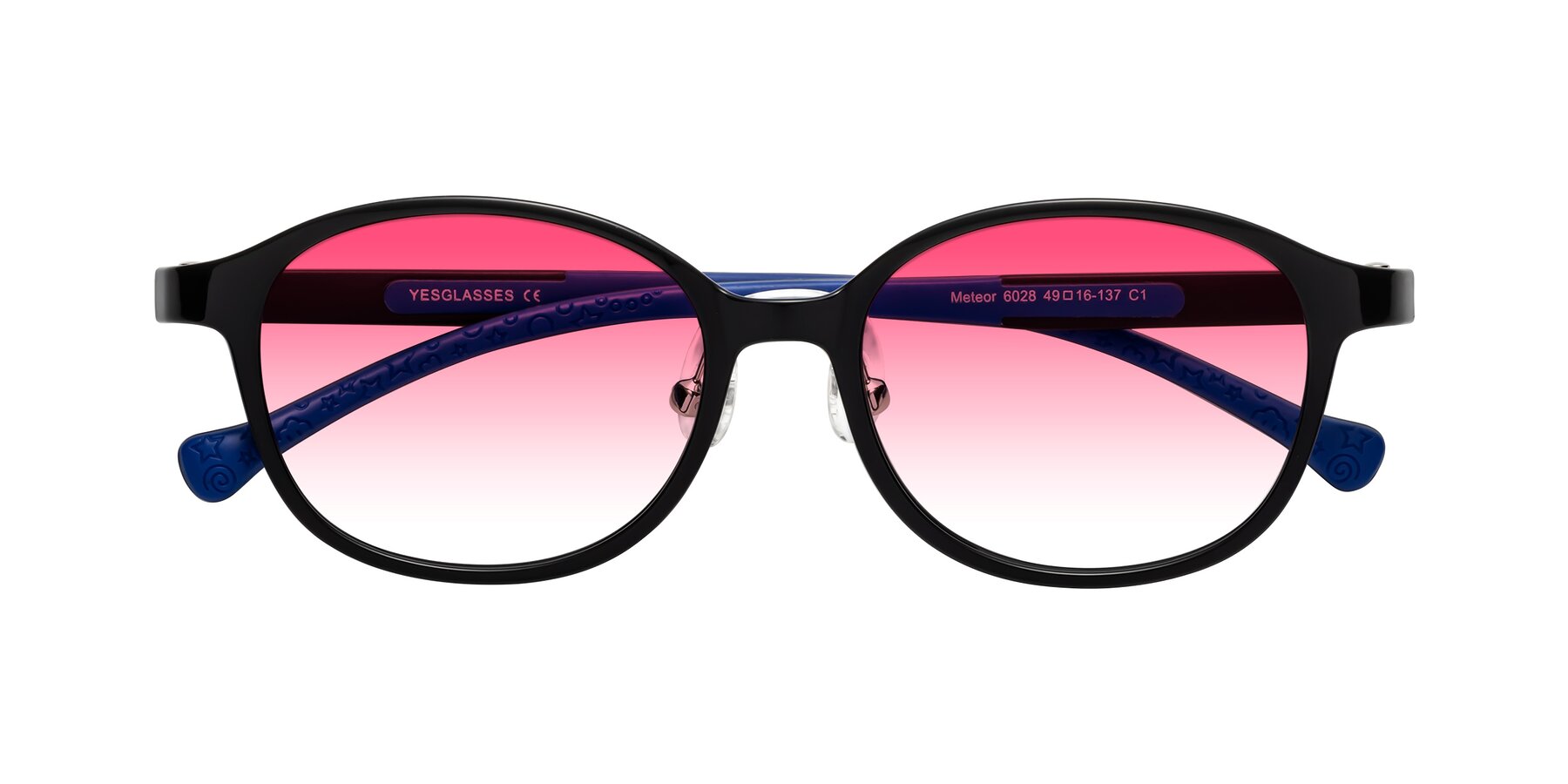 Folded Front of Meteor in Ninja Black with Pink Gradient Lenses