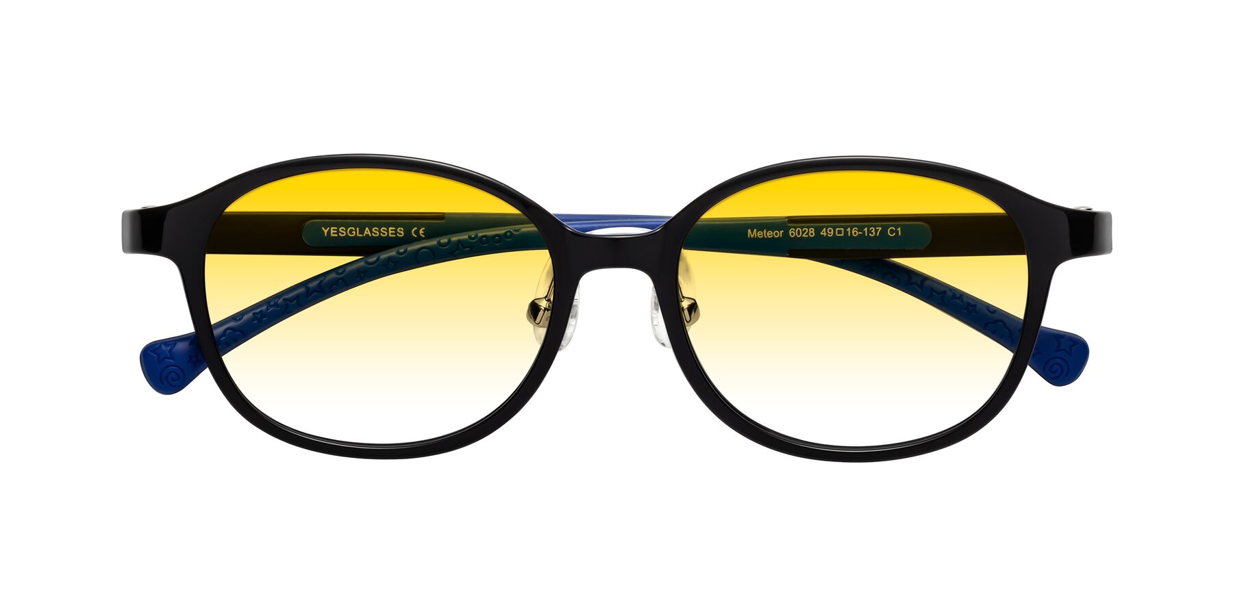 Folded Front of Meteor in Ninja Black with Yellow Gradient Lenses