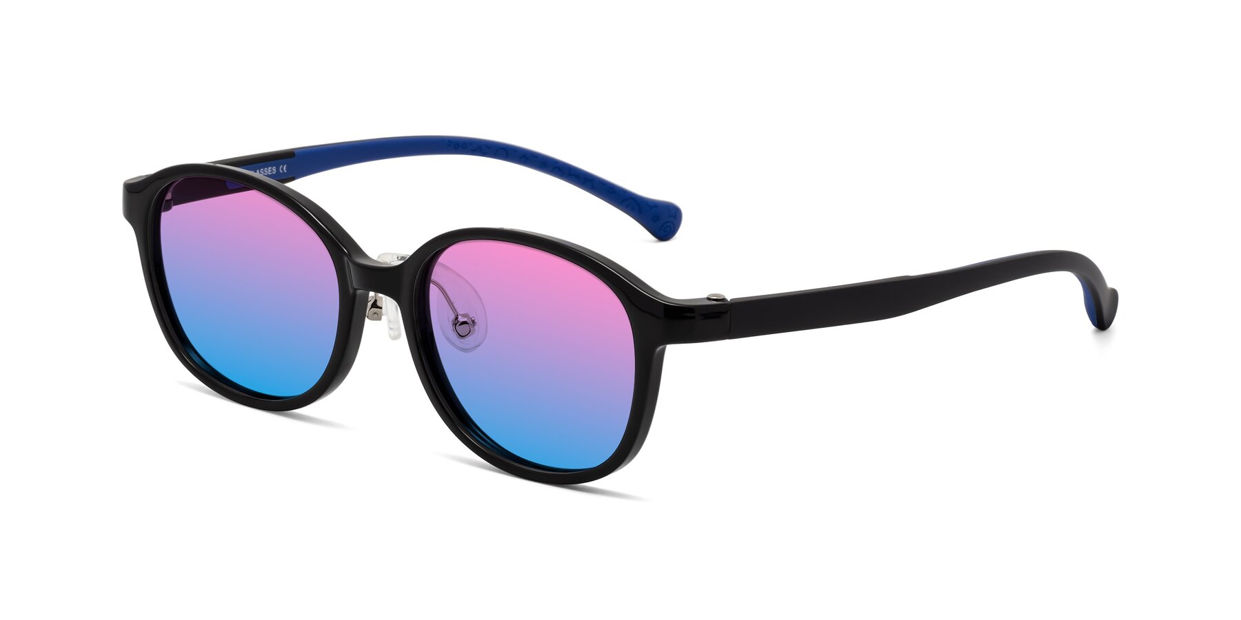 Angle of Meteor in Ninja Black with Pink / Blue Gradient Lenses