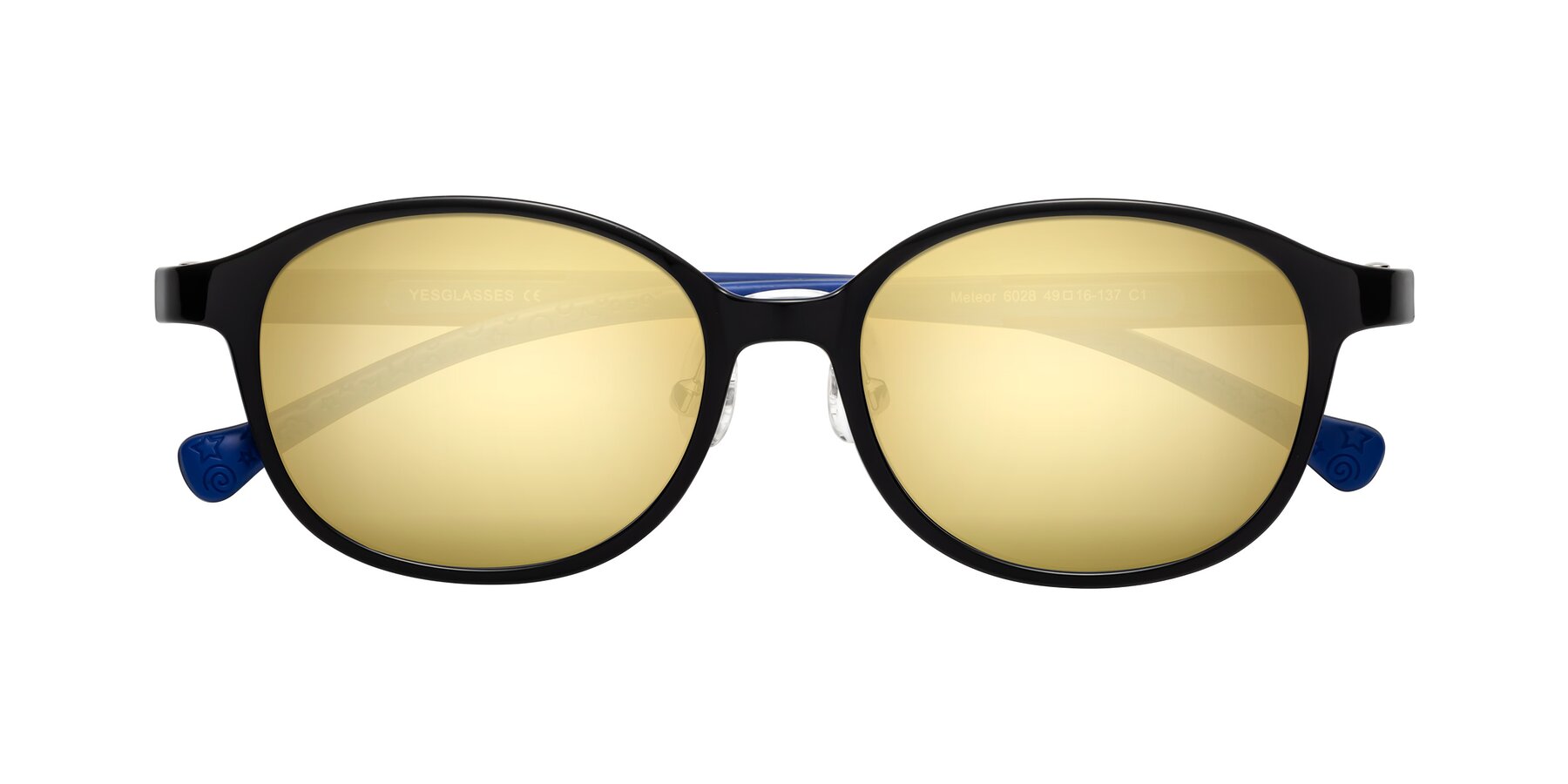 Folded Front of Meteor in Ninja Black with Gold Mirrored Lenses