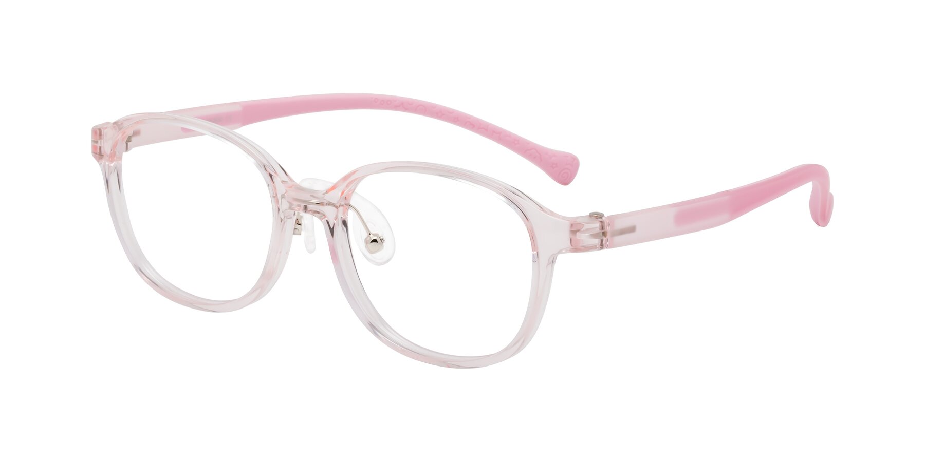 Angle of Meteor in Artist Pink with Clear Eyeglass Lenses