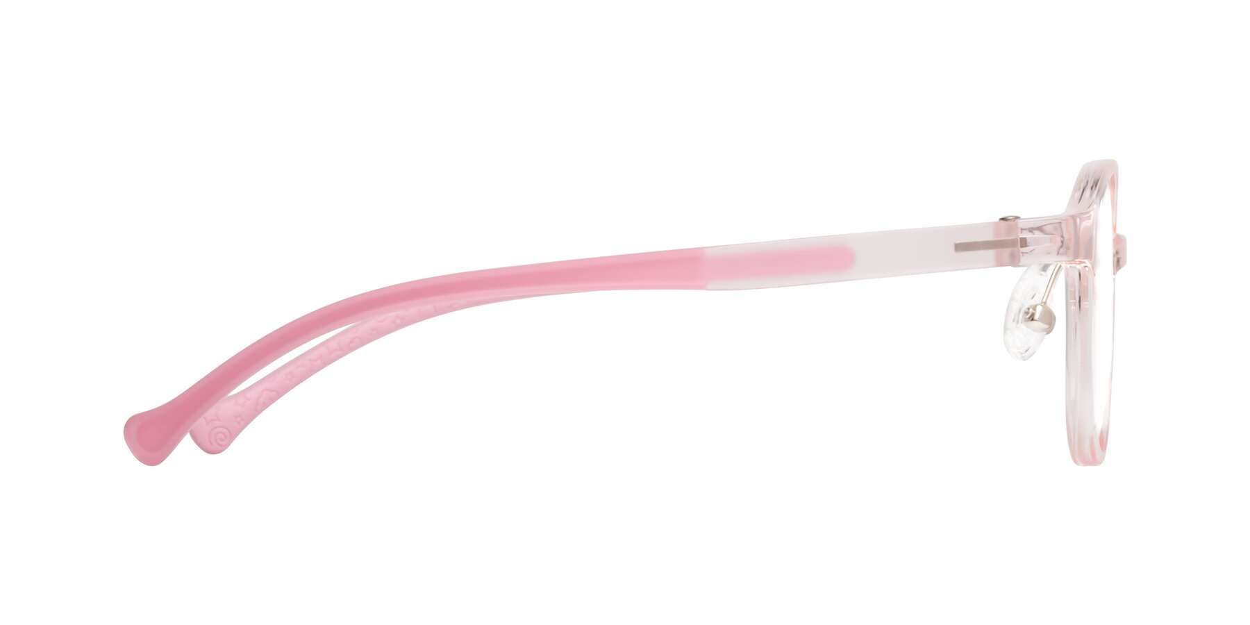 Side of Meteor in Artist Pink with Clear Eyeglass Lenses