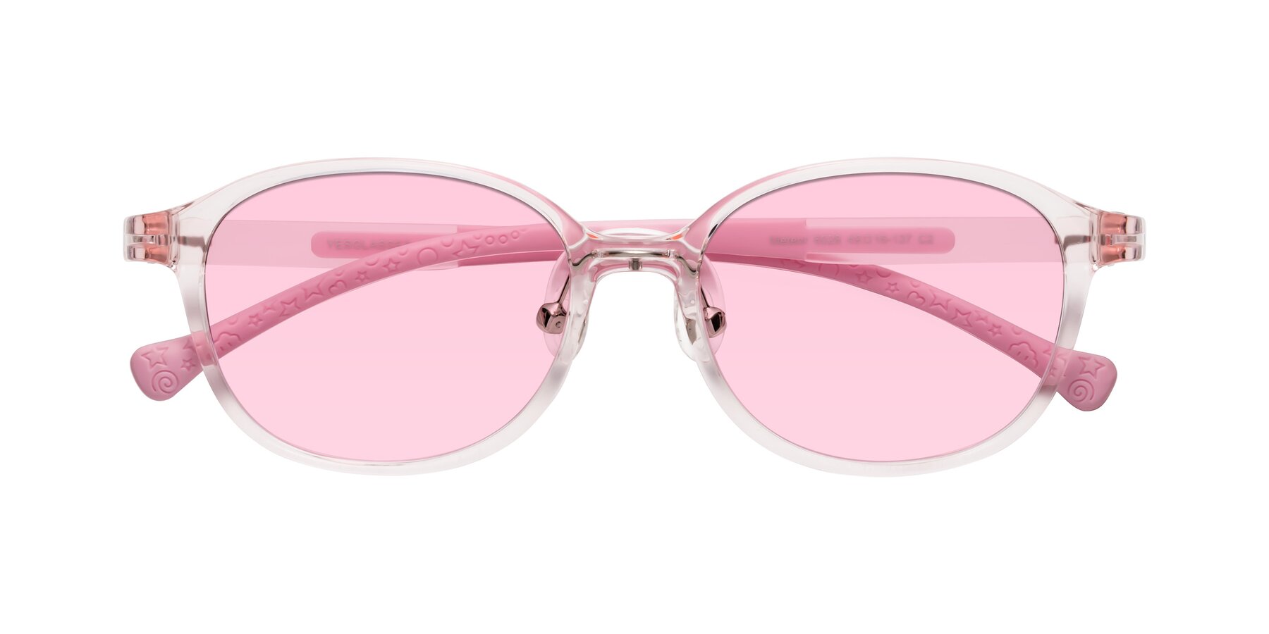 Folded Front of Meteor in Artist Pink with Light Pink Tinted Lenses