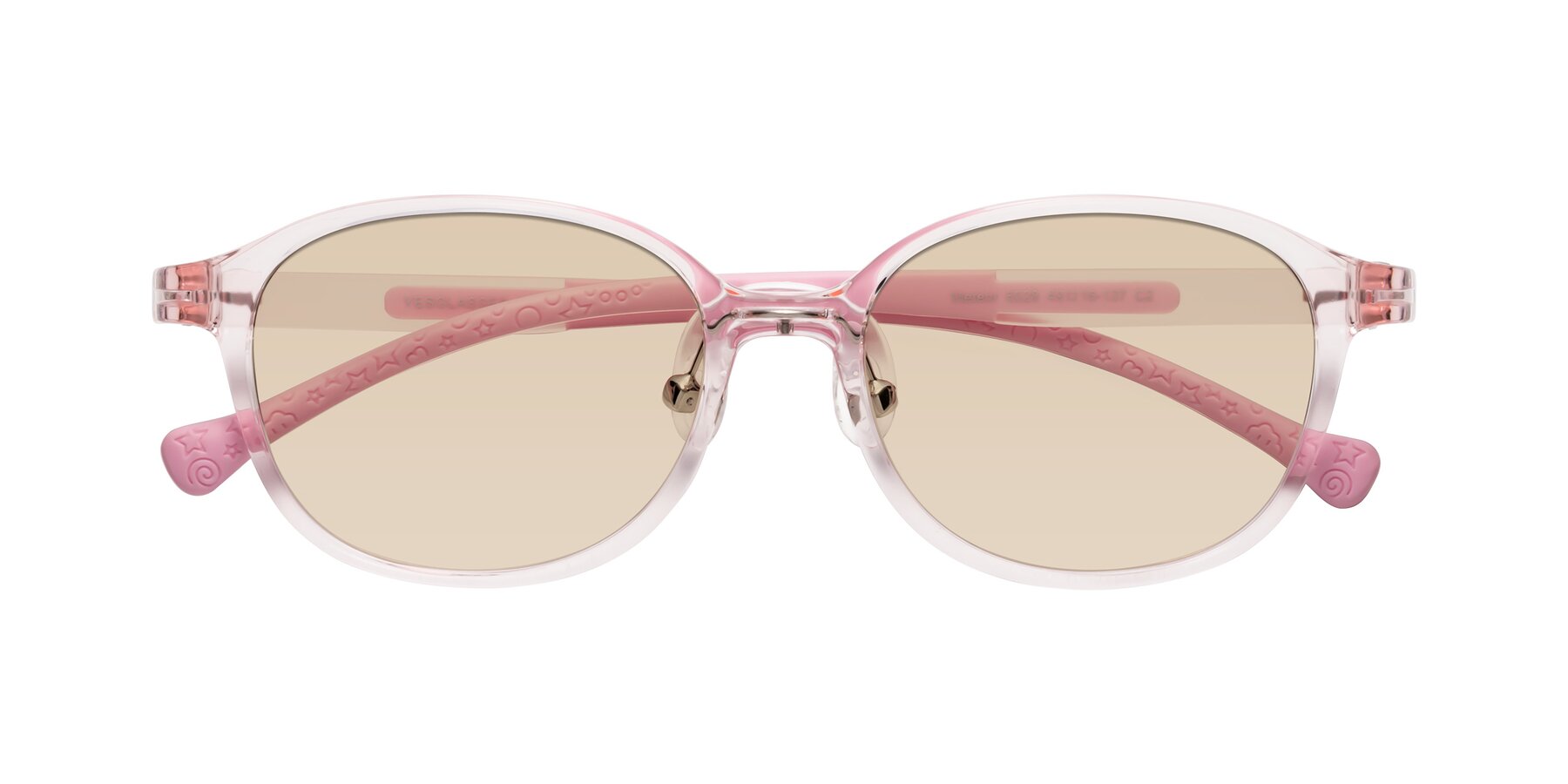 Folded Front of Meteor in Artist Pink with Light Brown Tinted Lenses