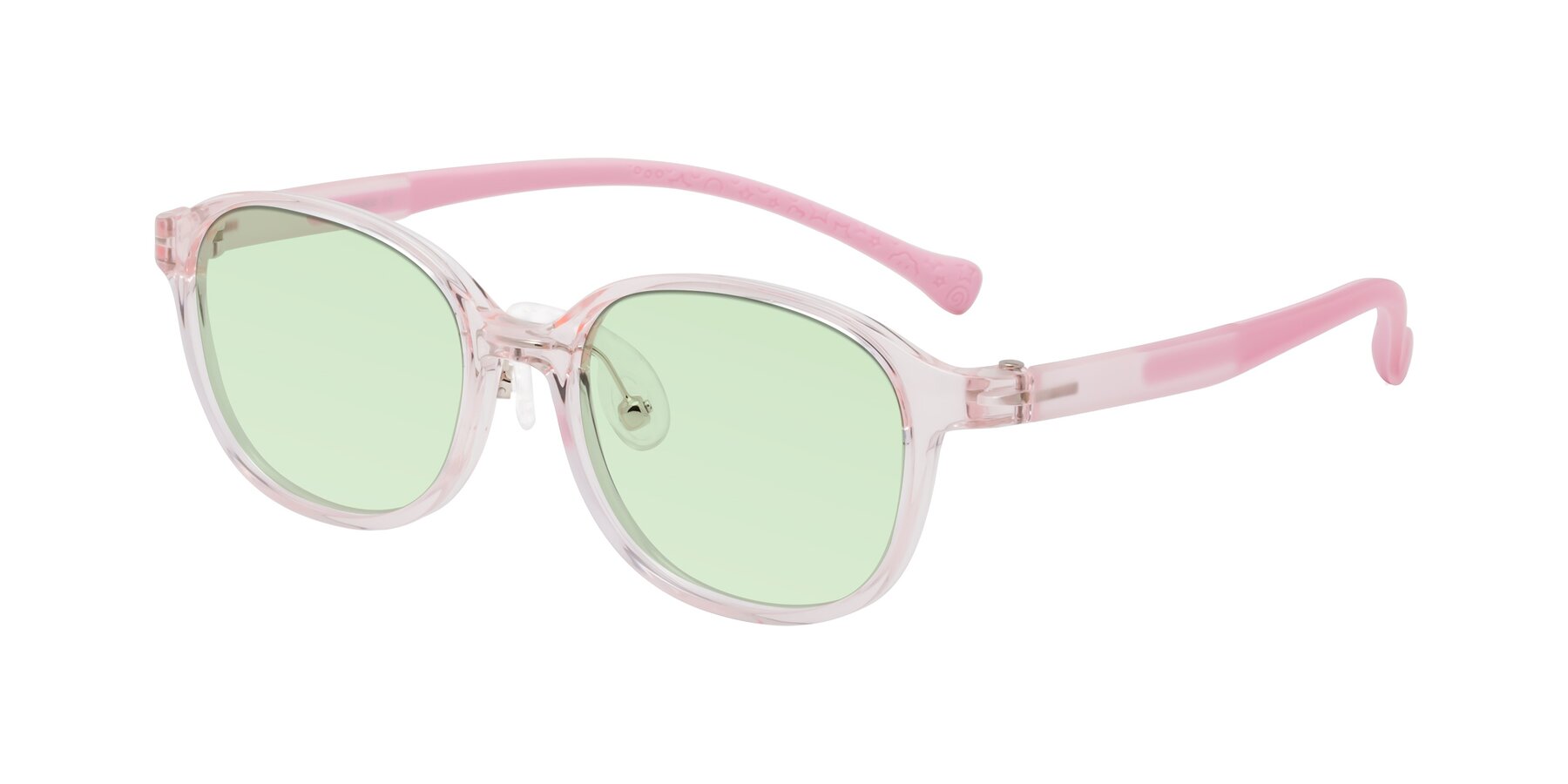 Angle of Meteor in Artist Pink with Light Green Tinted Lenses