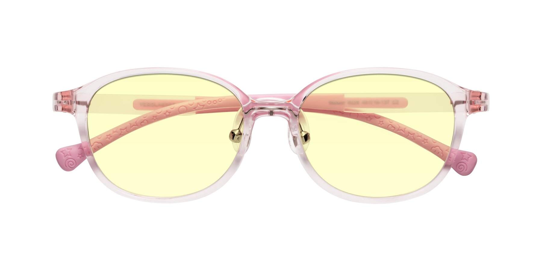 Folded Front of Meteor in Artist Pink with Light Yellow Tinted Lenses