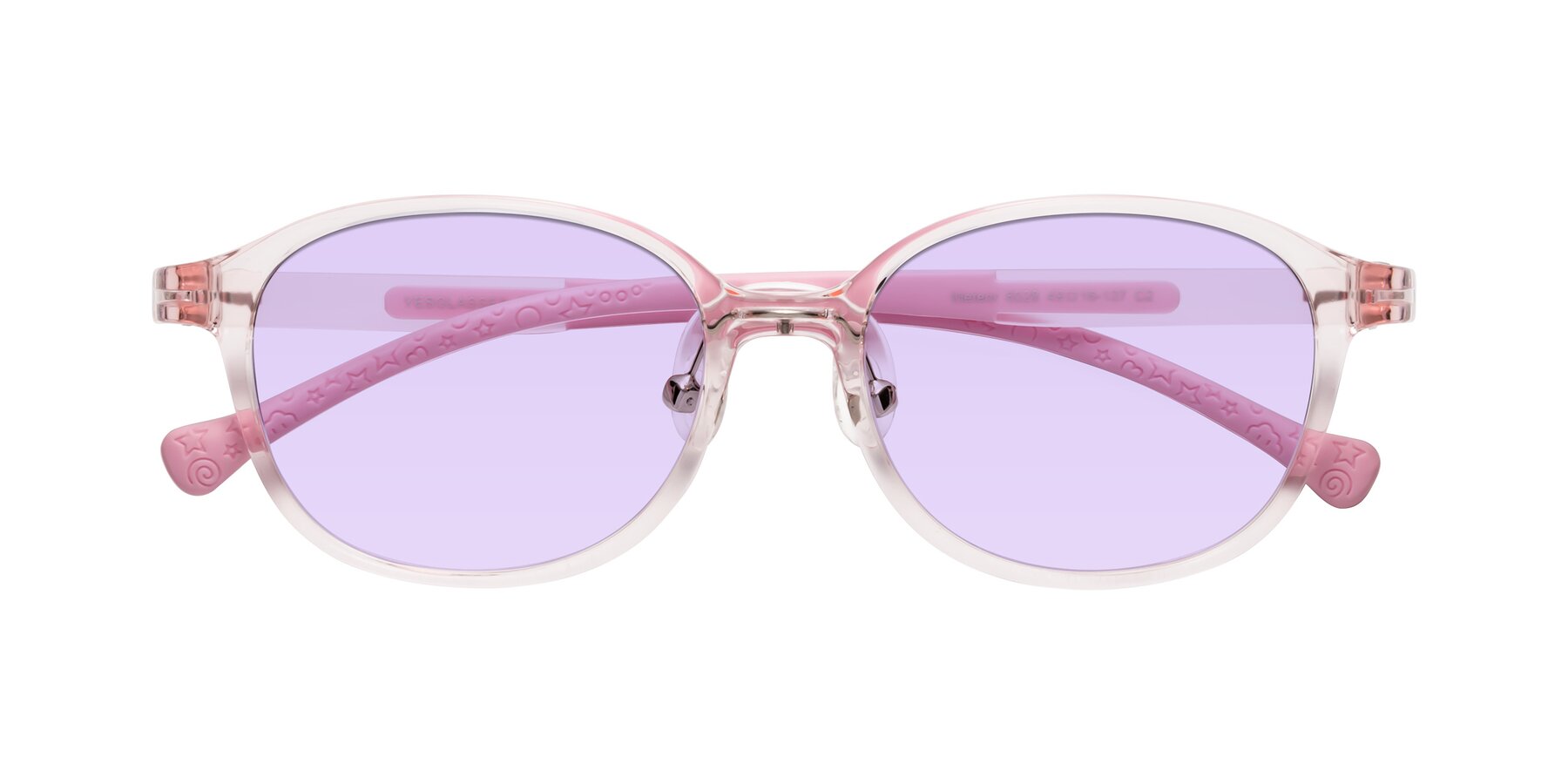 Folded Front of Meteor in Artist Pink with Light Purple Tinted Lenses