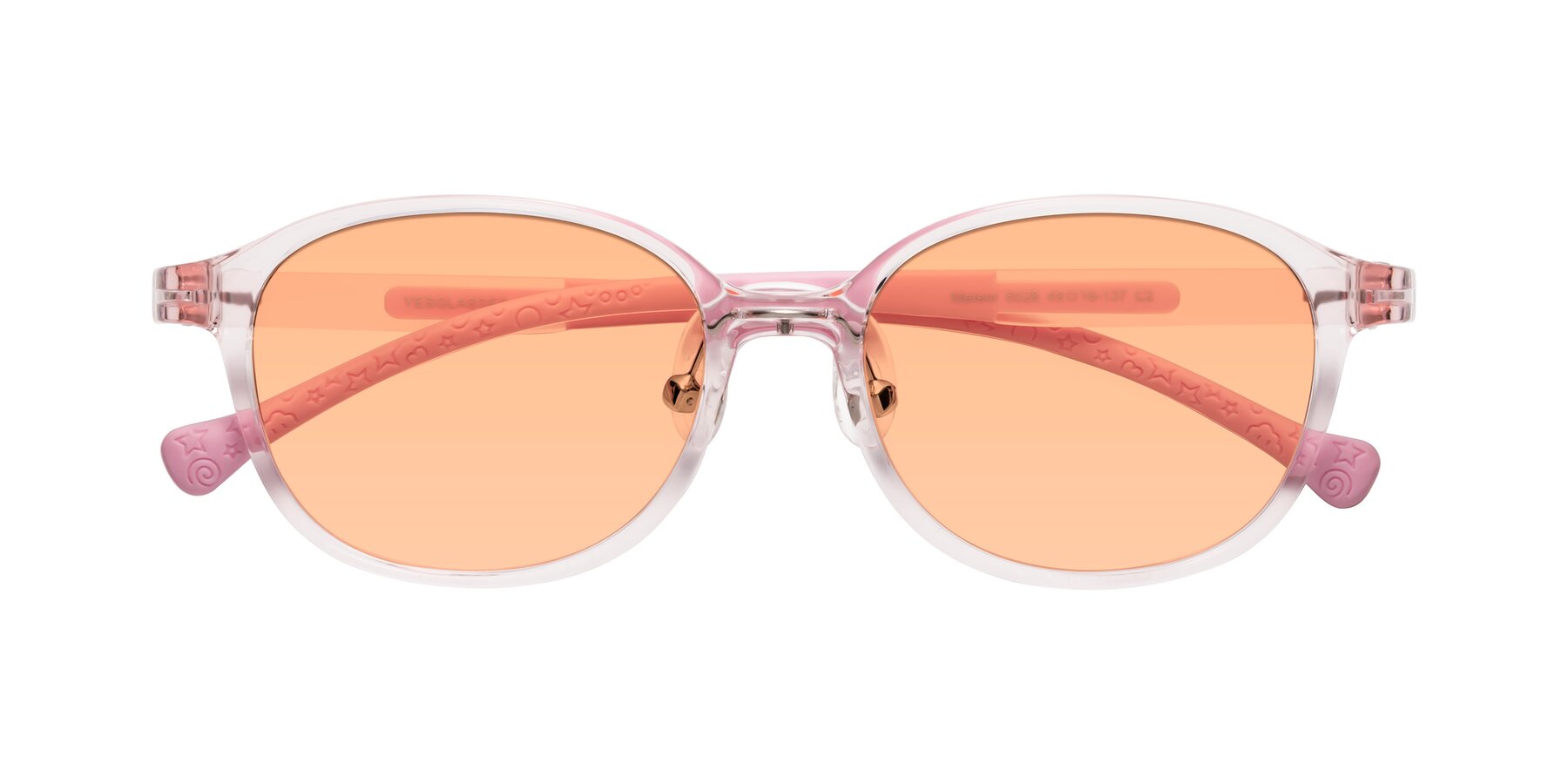 Folded Front of Meteor in Artist Pink with Light Orange Tinted Lenses