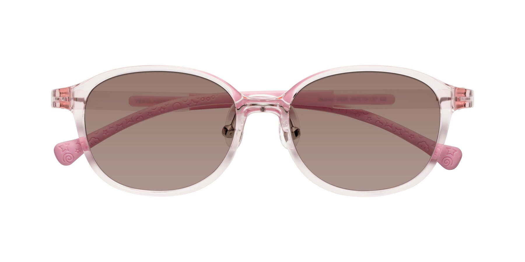 Folded Front of Meteor in Artist Pink with Medium Brown Tinted Lenses