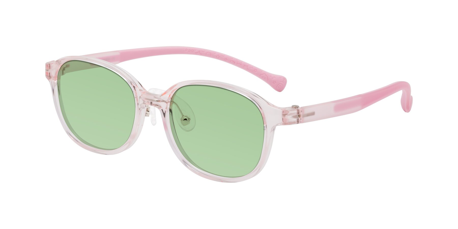 Angle of Meteor in Artist Pink with Medium Green Tinted Lenses