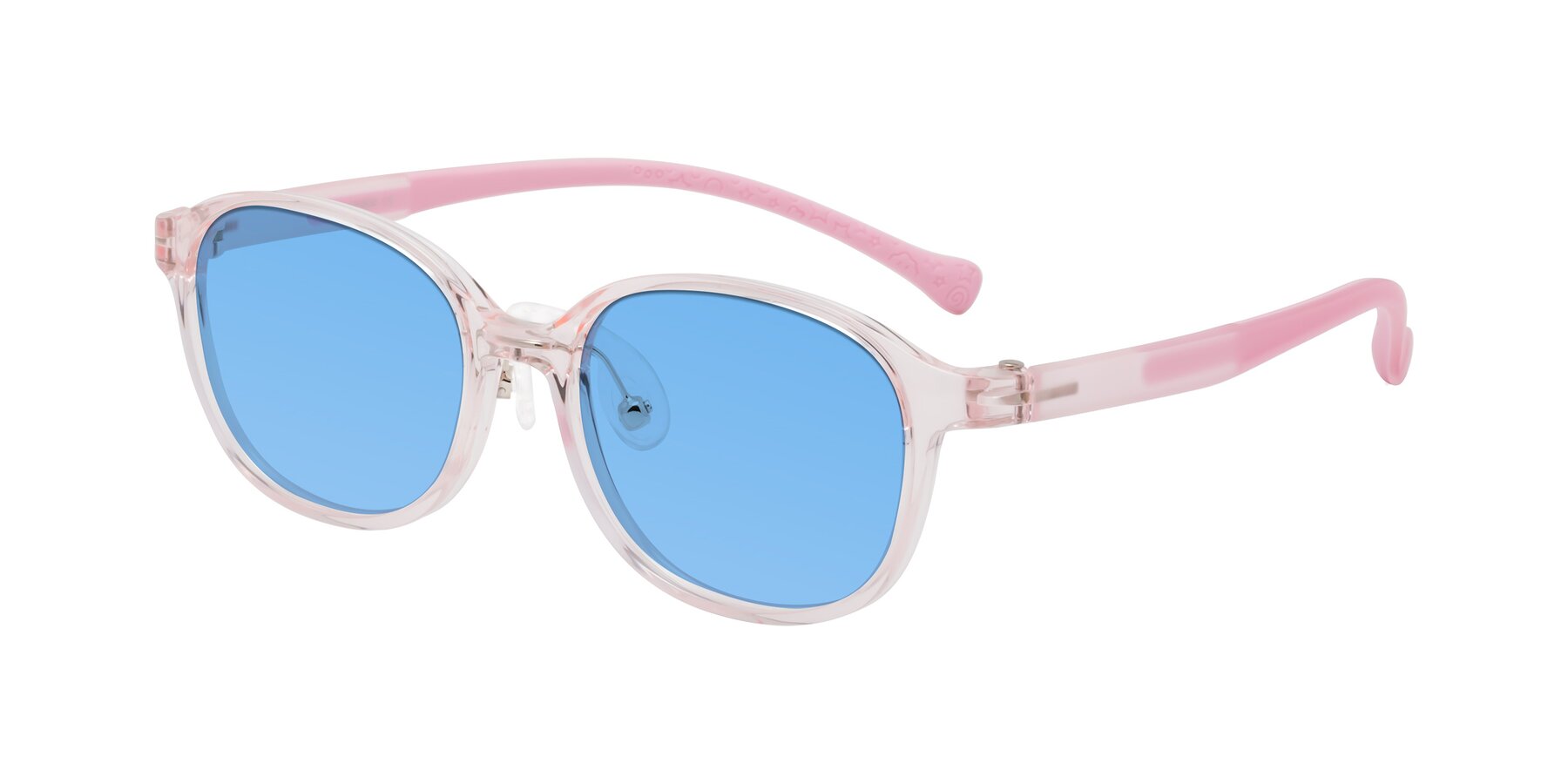 Angle of Meteor in Artist Pink with Medium Blue Tinted Lenses