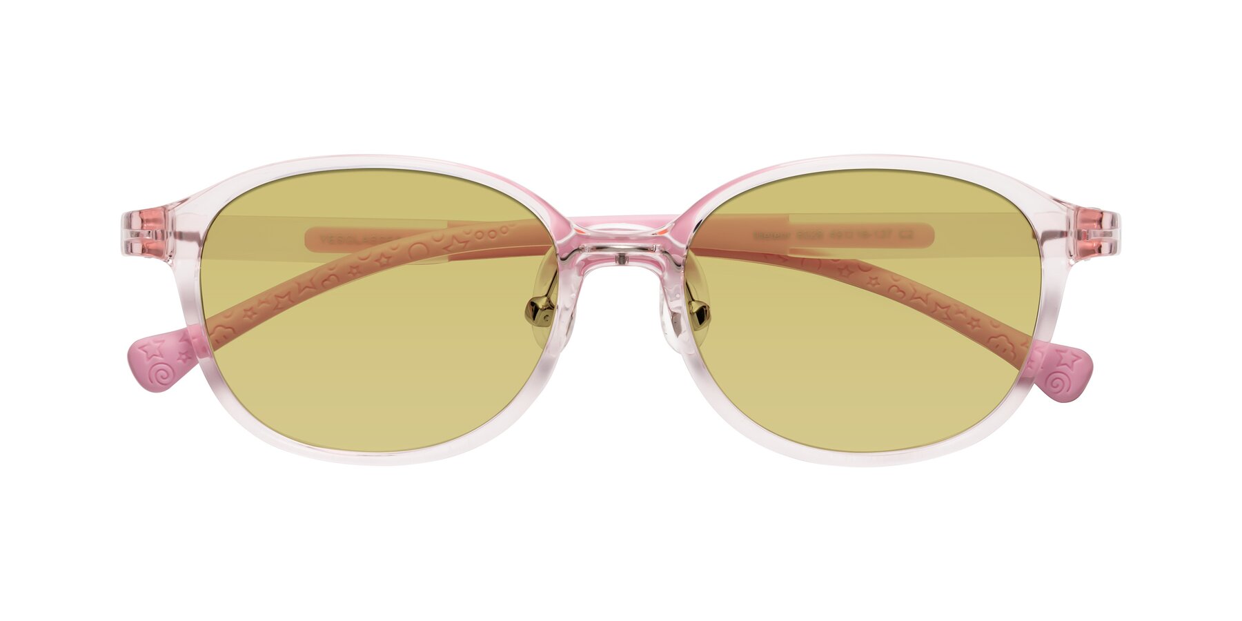 Folded Front of Meteor in Artist Pink with Medium Champagne Tinted Lenses