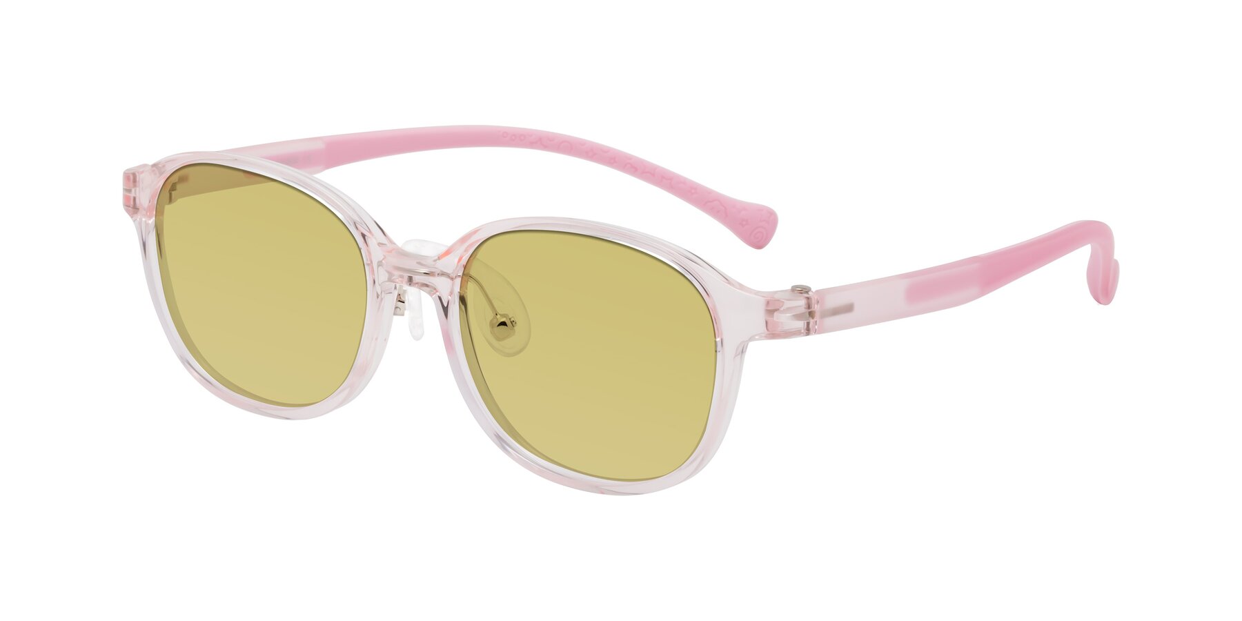 Angle of Meteor in Artist Pink with Medium Champagne Tinted Lenses