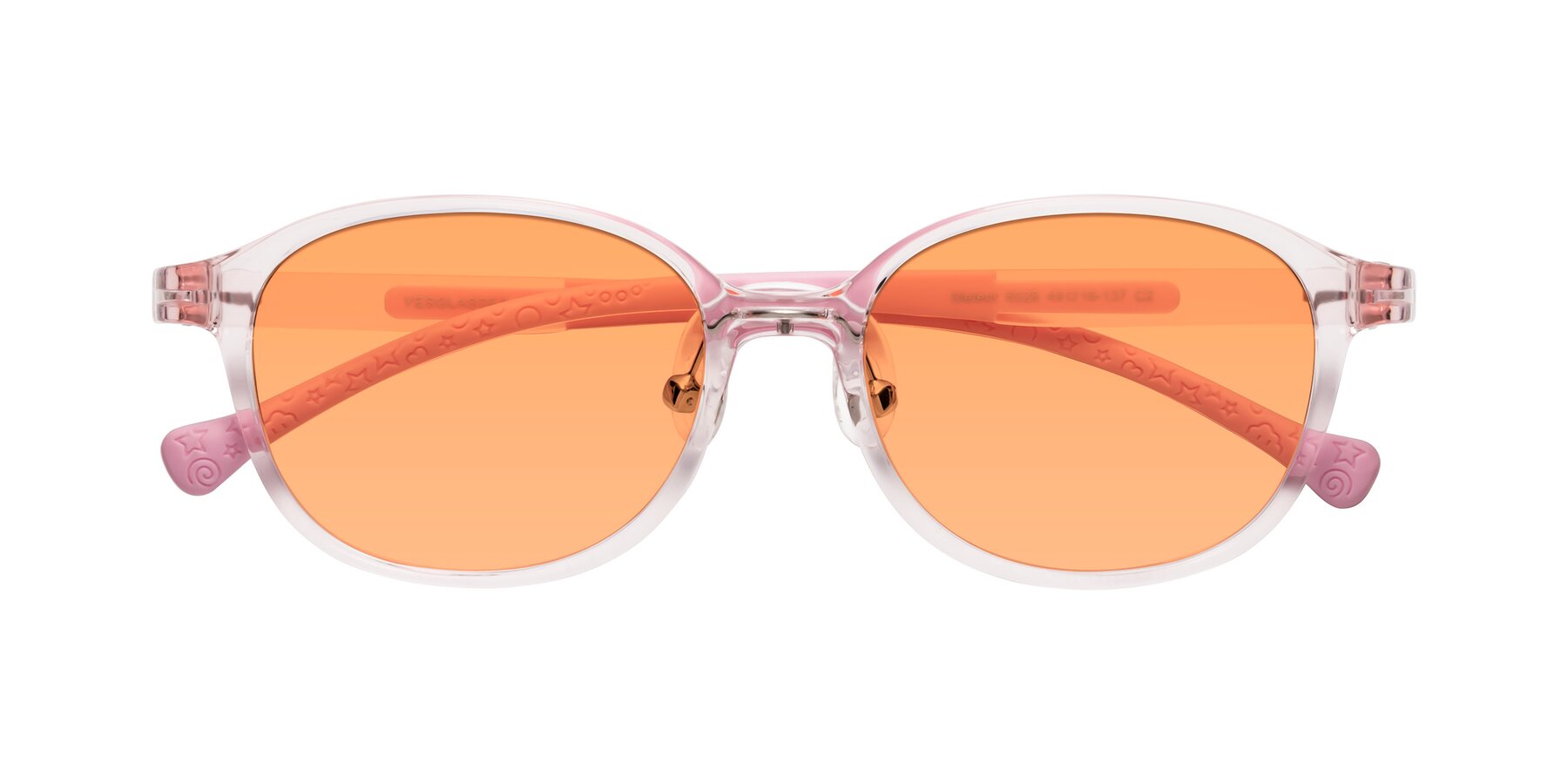 Folded Front of Meteor in Artist Pink with Medium Orange Tinted Lenses