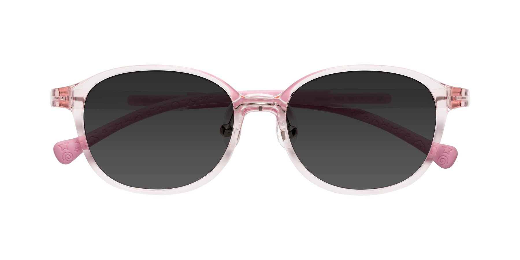 Folded Front of Meteor in Artist Pink with Gray Tinted Lenses