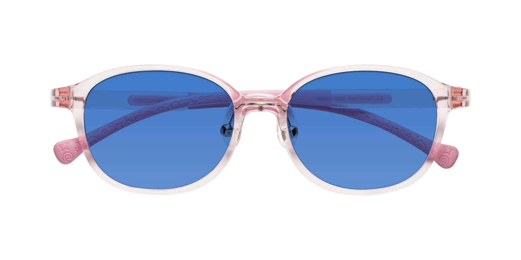 Folded Front of Meteor in Artist Pink with Blue Tinted Lenses