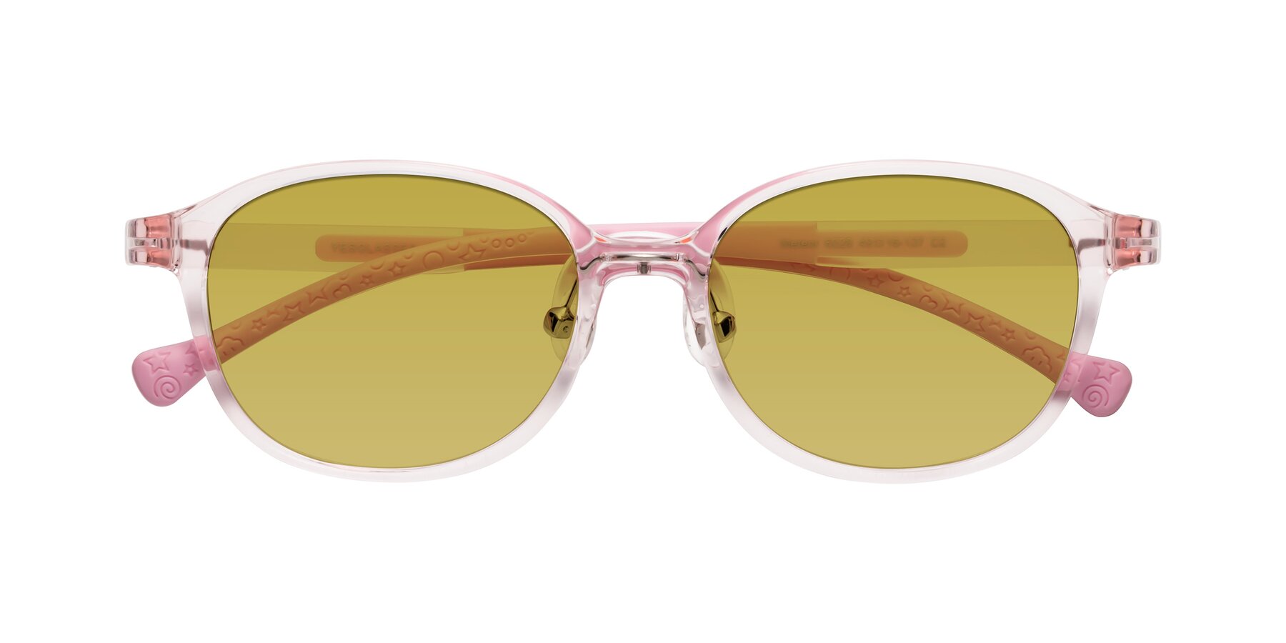 Folded Front of Meteor in Artist Pink with Champagne Tinted Lenses