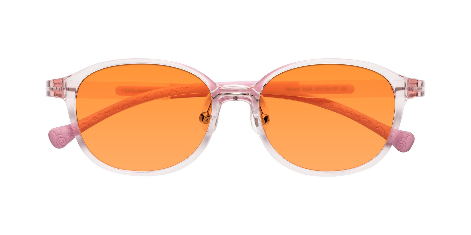 Folded Front of Meteor in Artist Pink with Orange Tinted Lenses