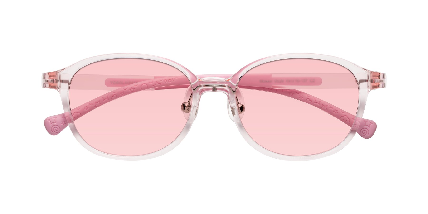 Folded Front of Meteor in Artist Pink with Light Garnet Tinted Lenses