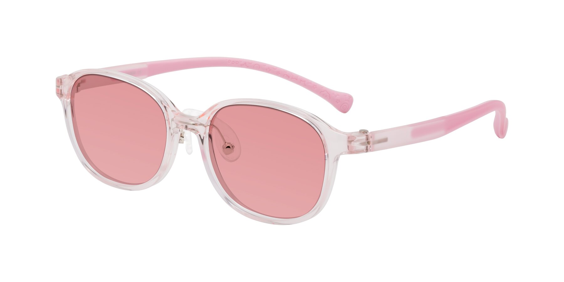 Angle of Meteor in Artist Pink with Medium Garnet Tinted Lenses