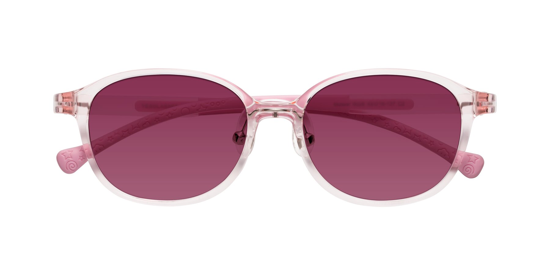 Folded Front of Meteor in Artist Pink with Wine Tinted Lenses