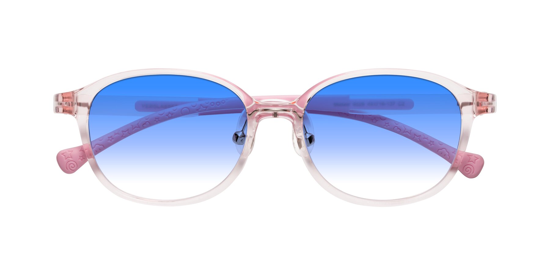 Folded Front of Meteor in Artist Pink with Blue Gradient Lenses