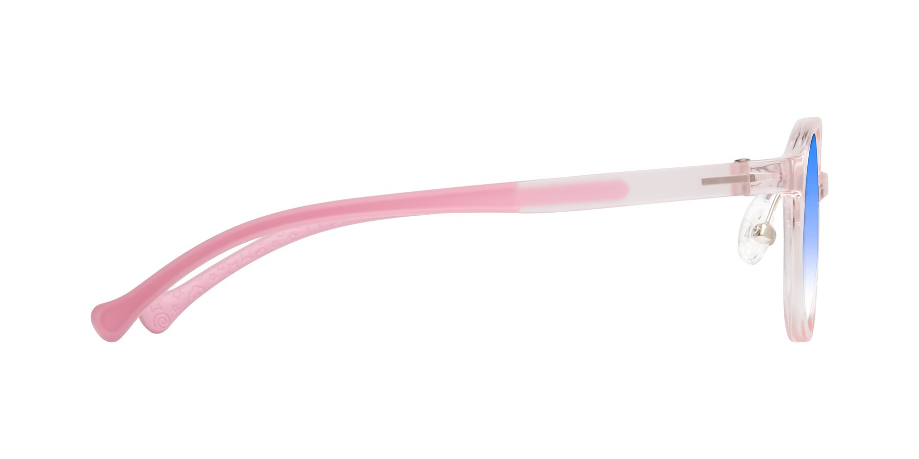 Side of Meteor in Artist Pink with Blue Gradient Lenses