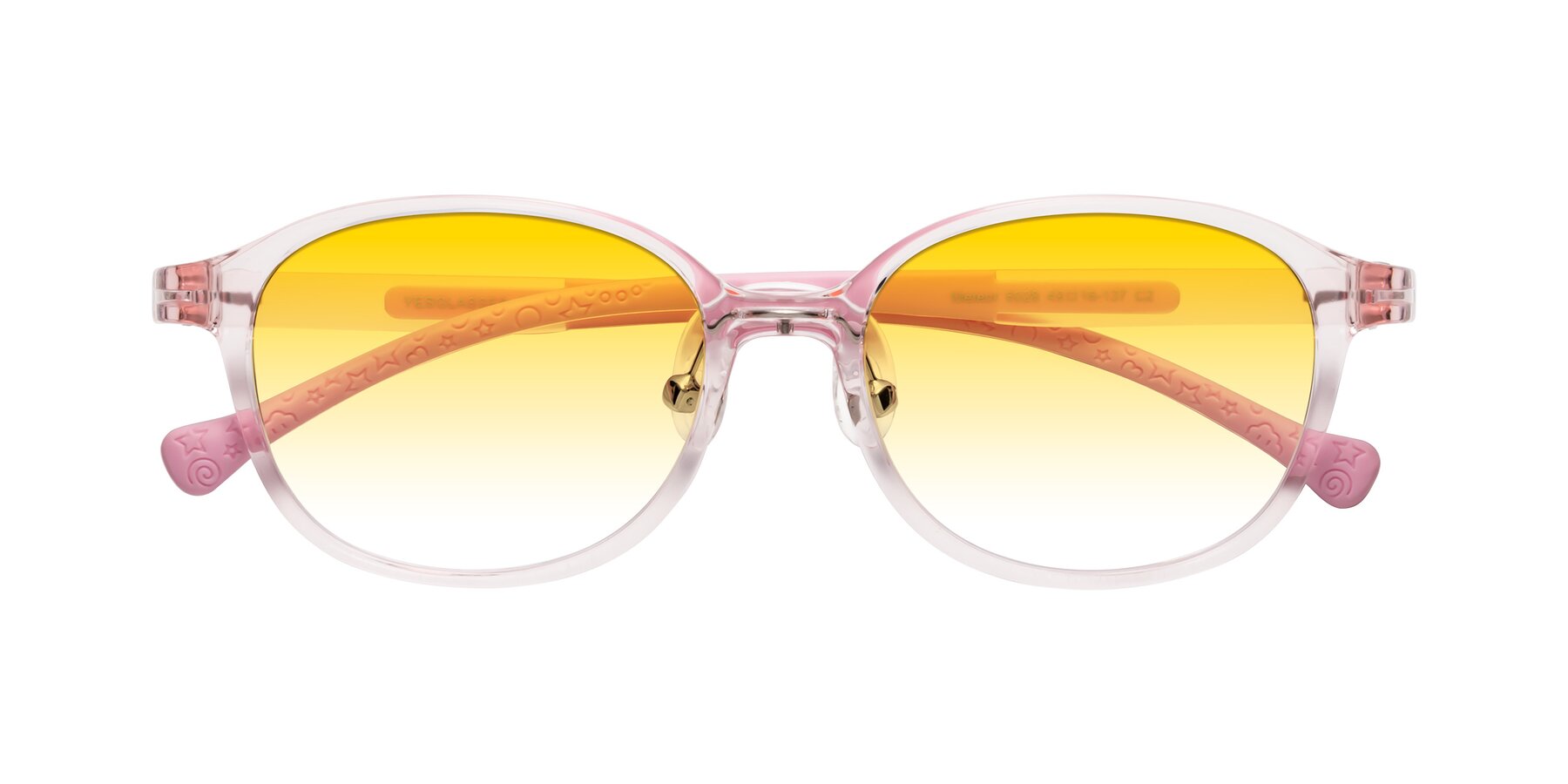 Folded Front of Meteor in Artist Pink with Yellow Gradient Lenses