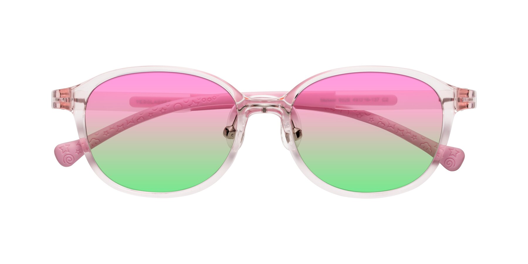 Folded Front of Meteor in Artist Pink with Pink / Green Gradient Lenses