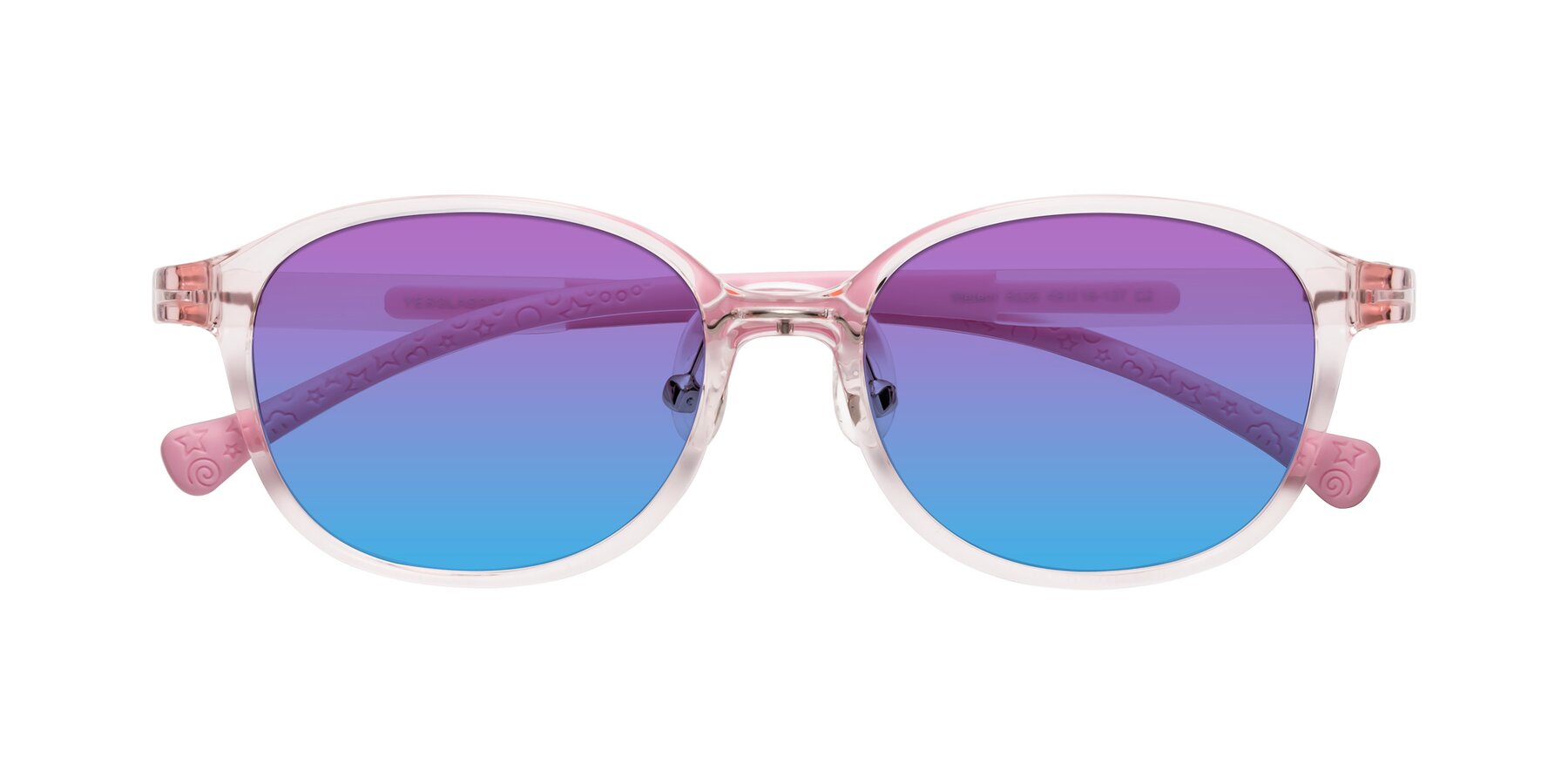 Folded Front of Meteor in Artist Pink with Purple / Blue Gradient Lenses