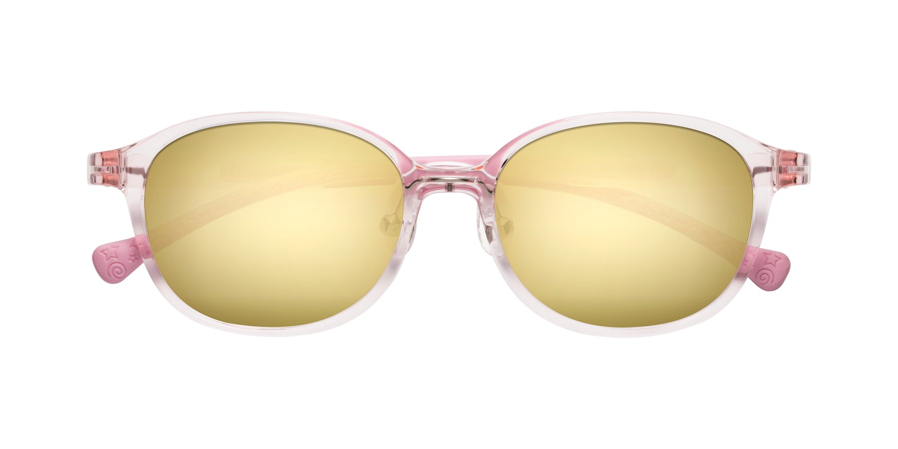 Folded Front of Meteor in Artist Pink with Gold Mirrored Lenses