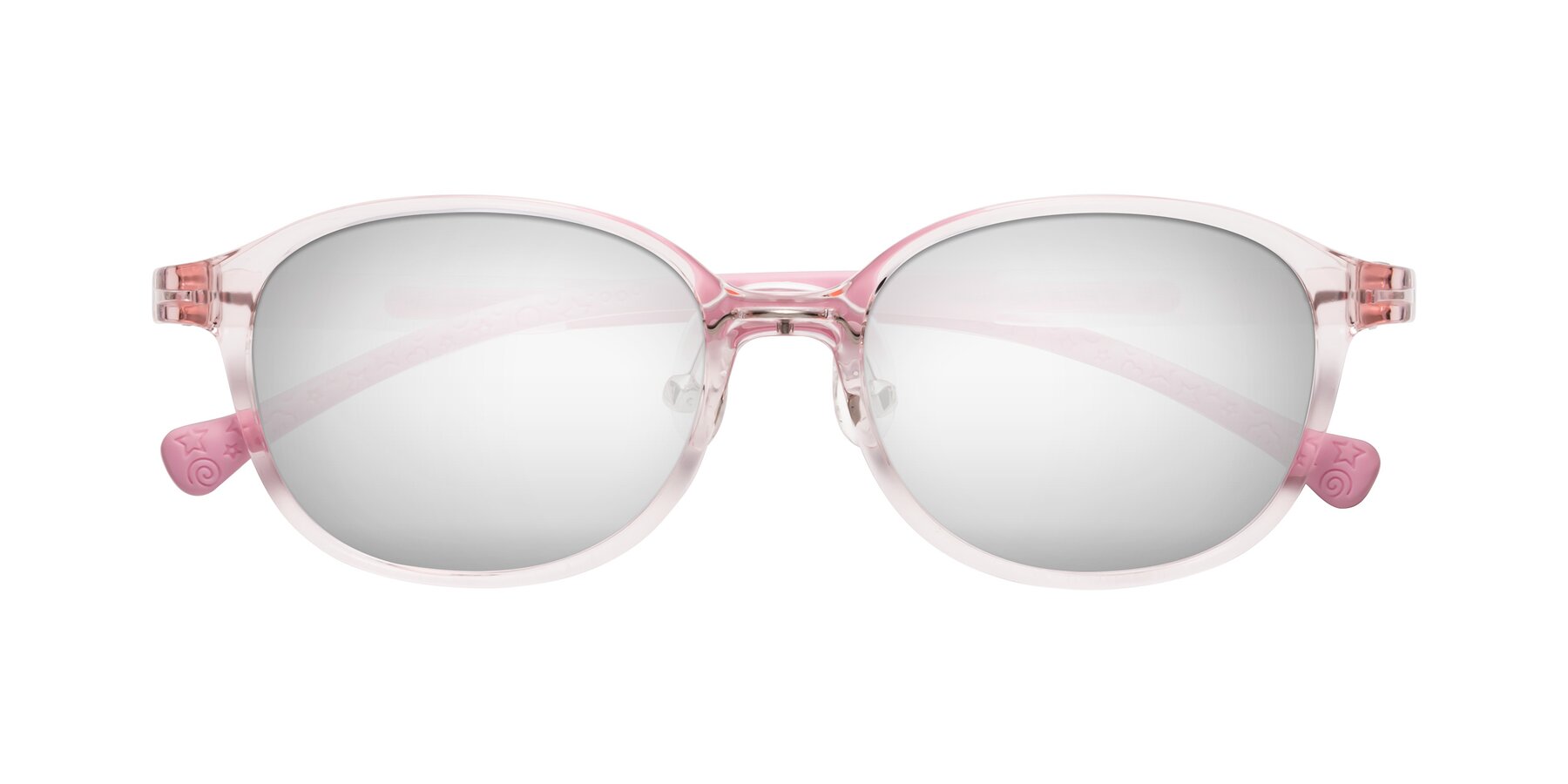 Folded Front of Meteor in Artist Pink with Silver Mirrored Lenses