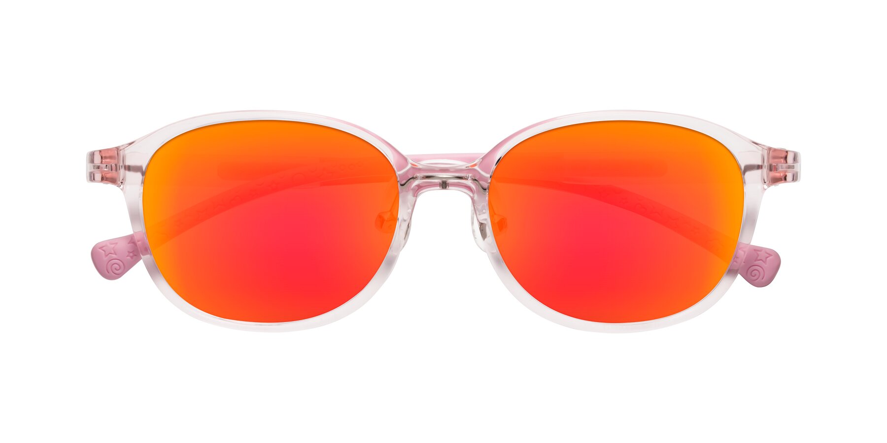 Folded Front of Meteor in Artist Pink with Red Gold Mirrored Lenses