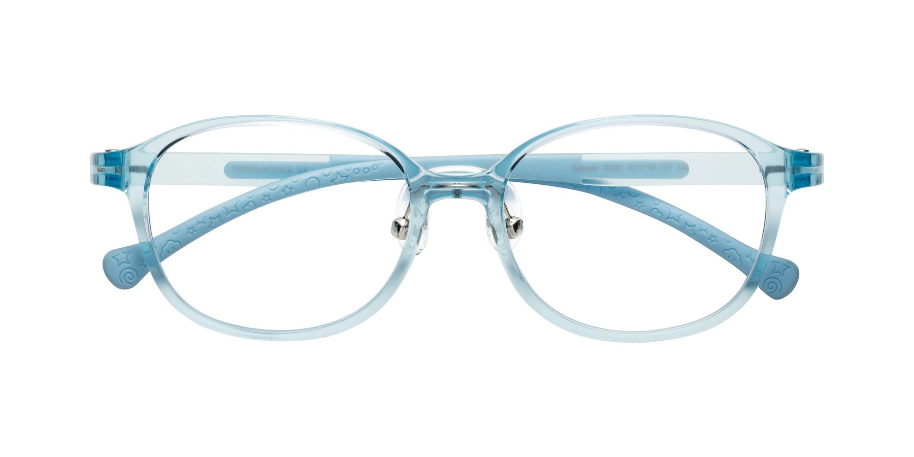 Folded Front of Meteor in Swimmer Blue with Clear Eyeglass Lenses