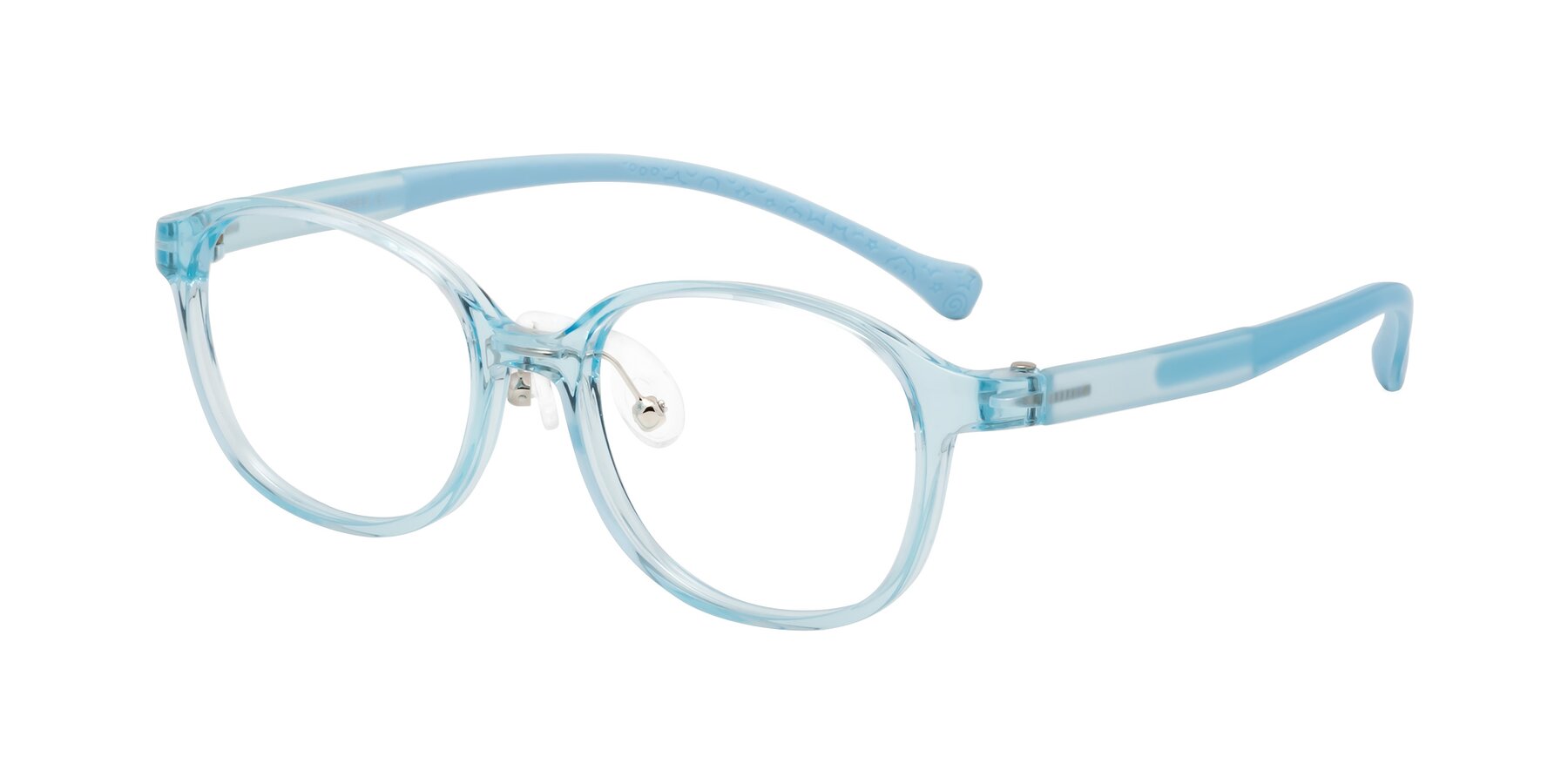 Angle of Meteor in Swimmer Blue with Clear Eyeglass Lenses