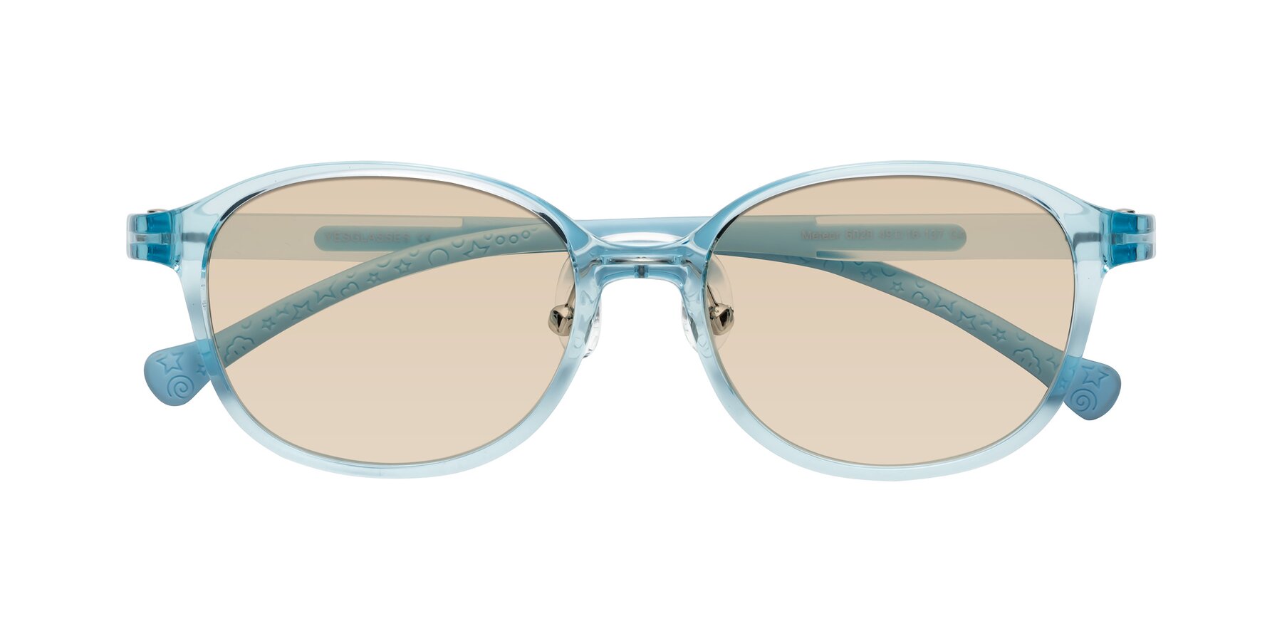 Folded Front of Meteor in Swimmer Blue with Light Brown Tinted Lenses