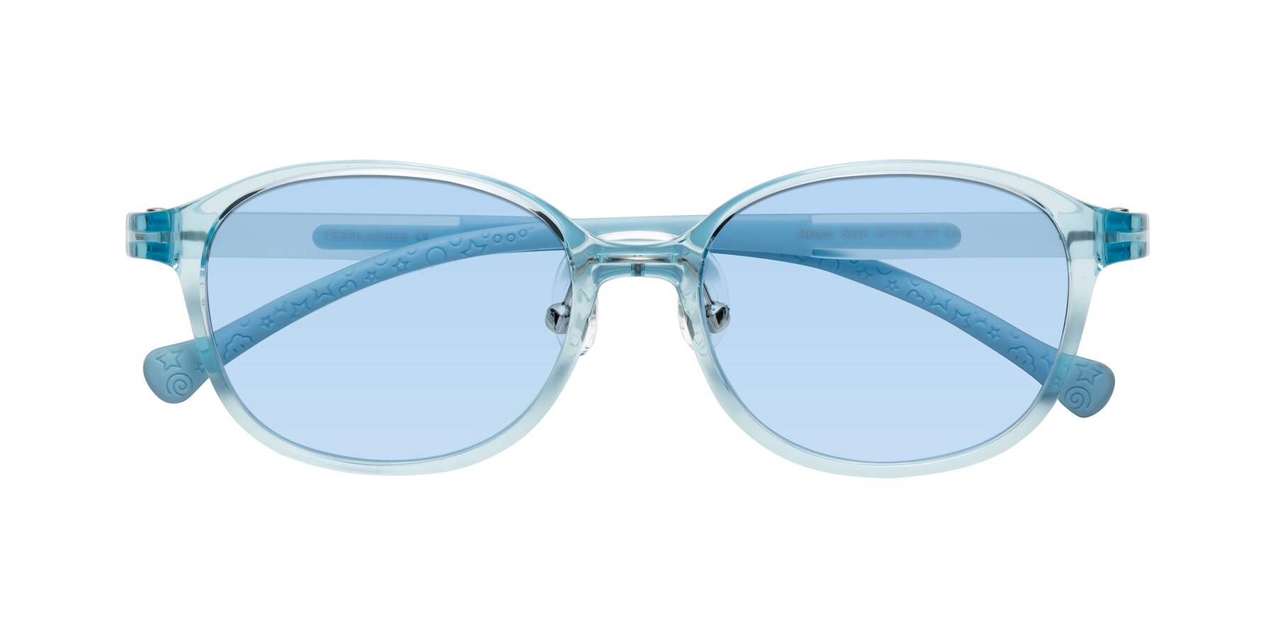 Folded Front of Meteor in Swimmer Blue with Light Blue Tinted Lenses