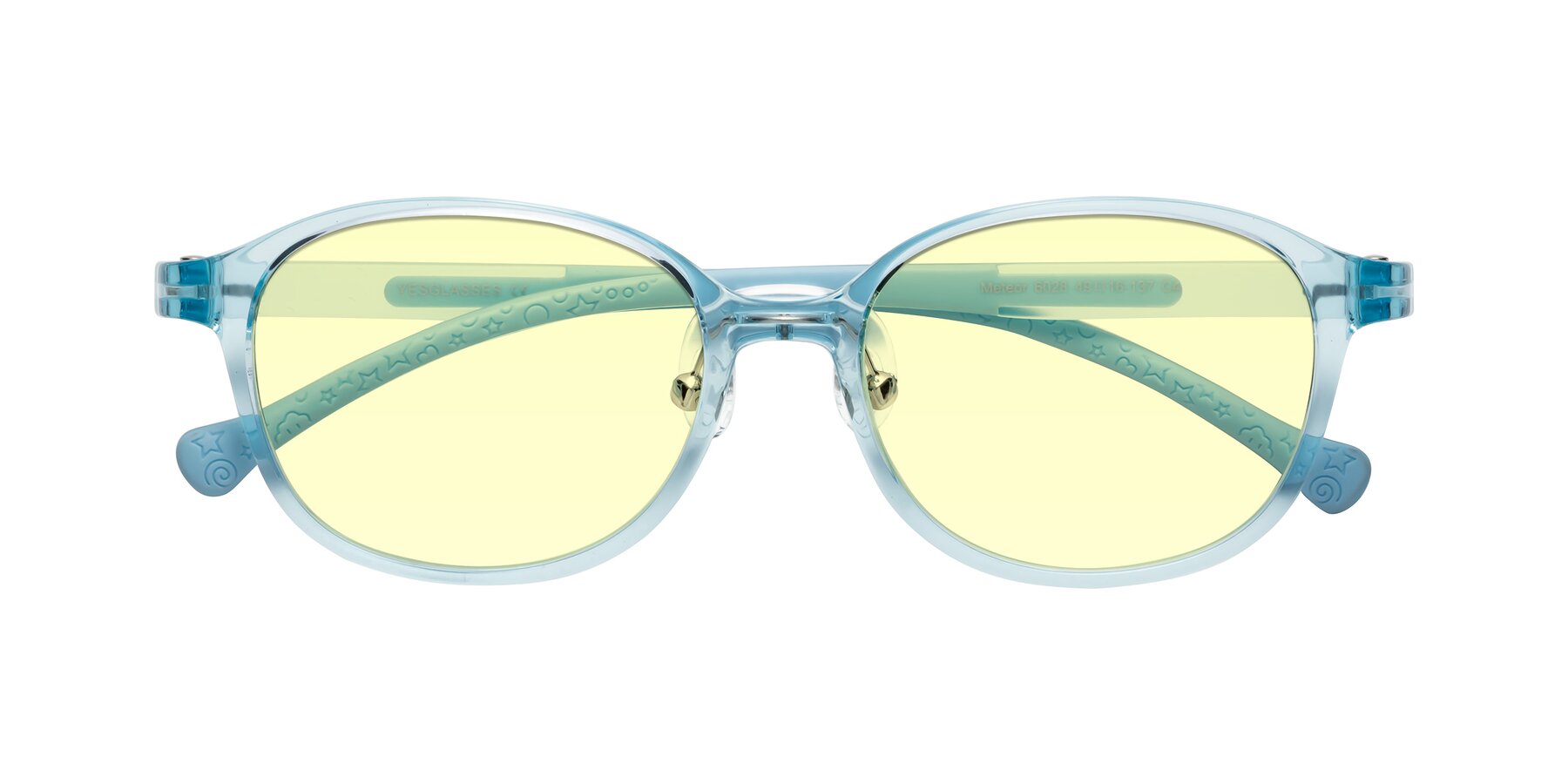 Folded Front of Meteor in Swimmer Blue with Light Yellow Tinted Lenses