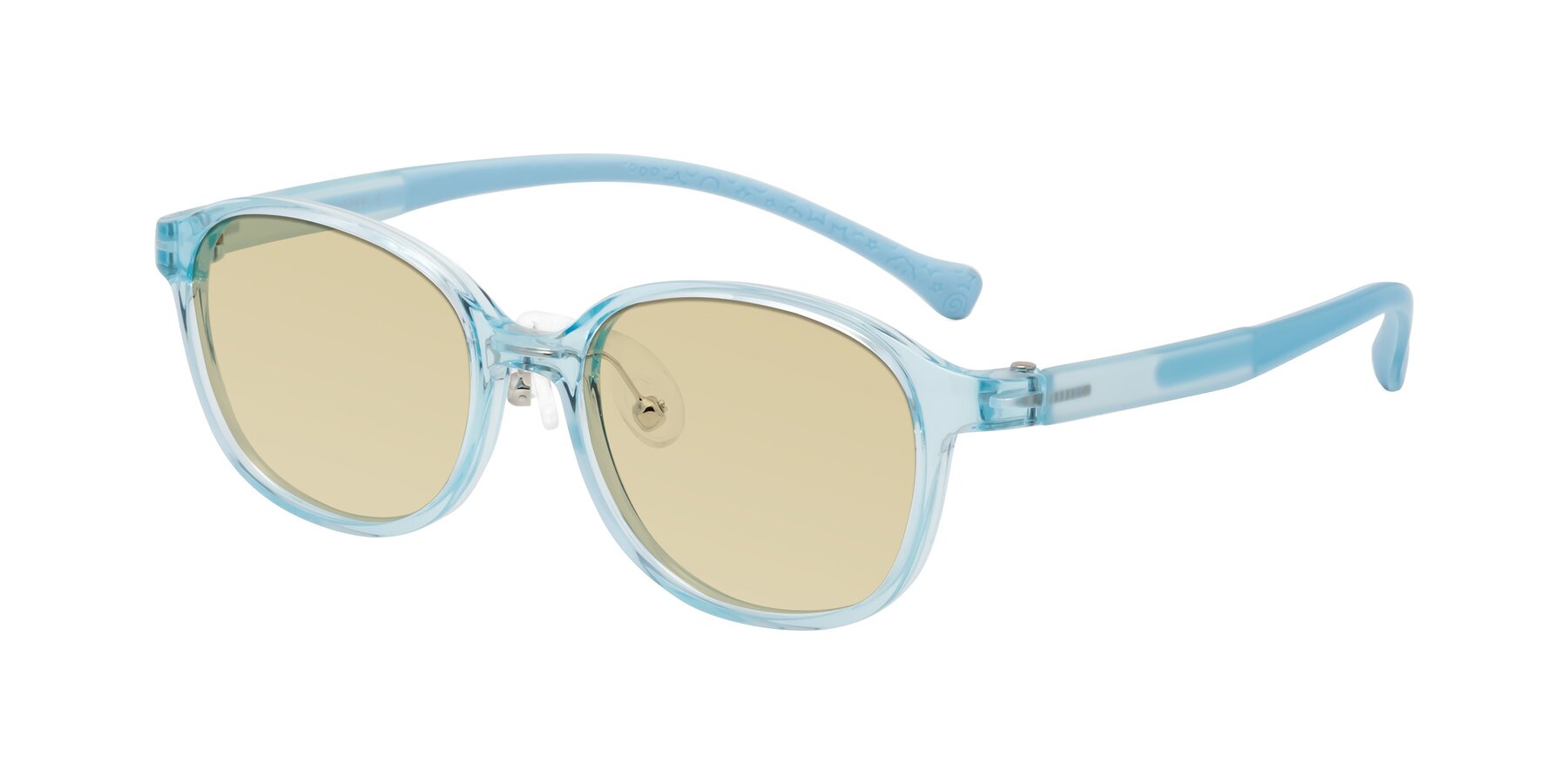 Angle of Meteor in Swimmer Blue with Light Champagne Tinted Lenses